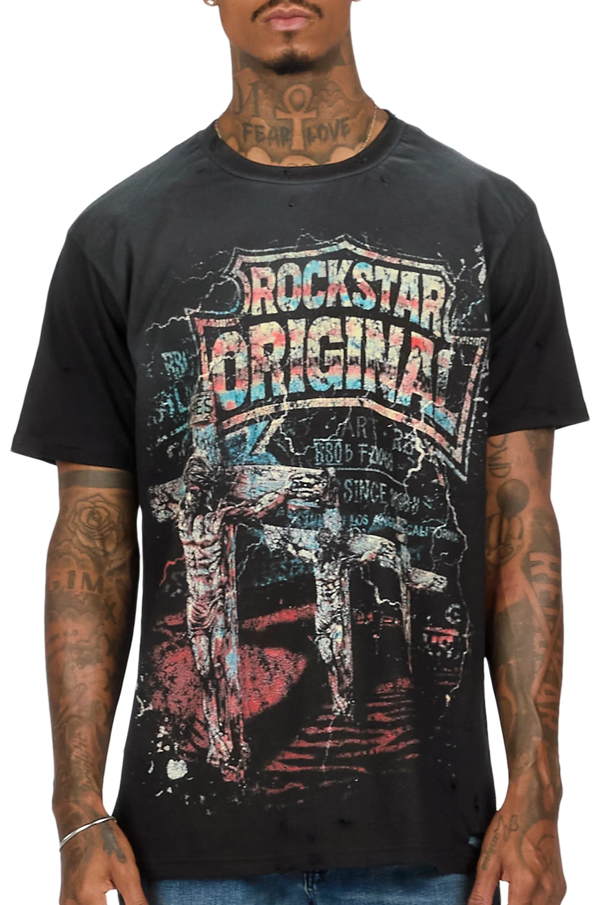 Clemons Black Oversized Graphic T-Shirt