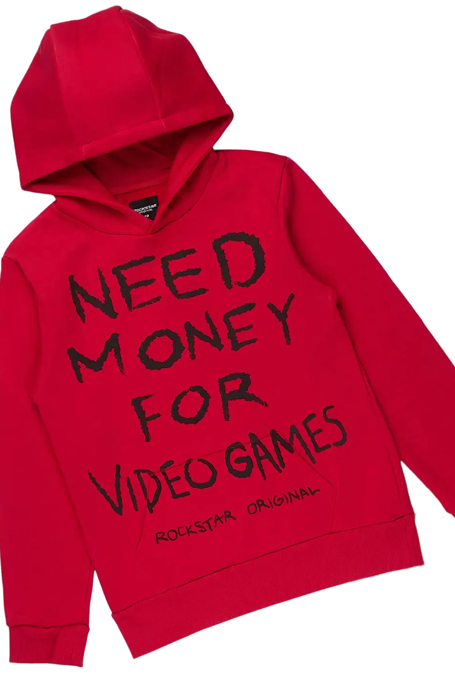 Boys M4 Video Games Red/Tint Hoodie/Stacked Jean Set