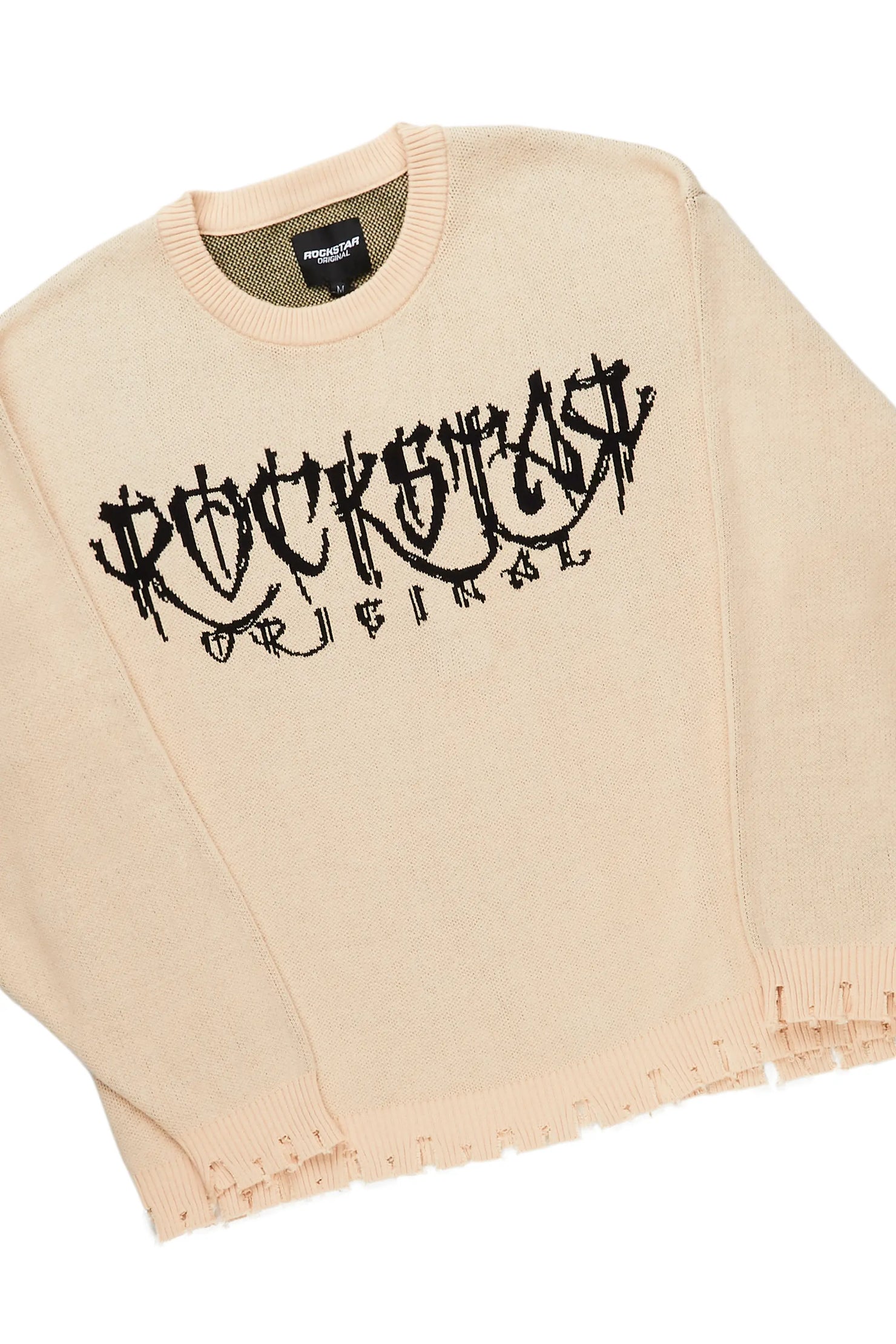 Kaleb Beige Knit Sweater & Petrus Super Stacked Flare Jean Bundle