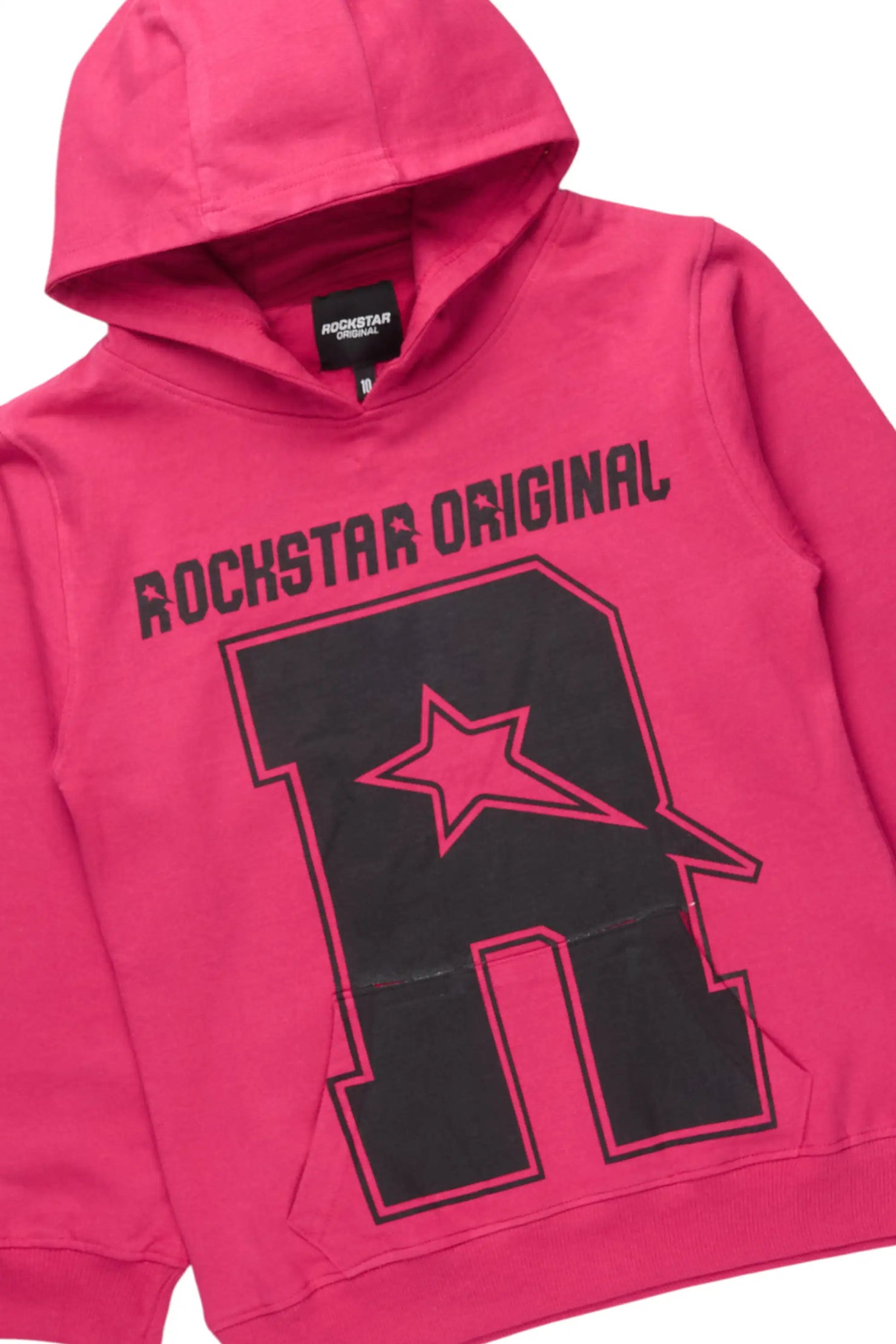 Girls Skendra Fuchsia/Black Hoodie/Stacked Flare Track Set