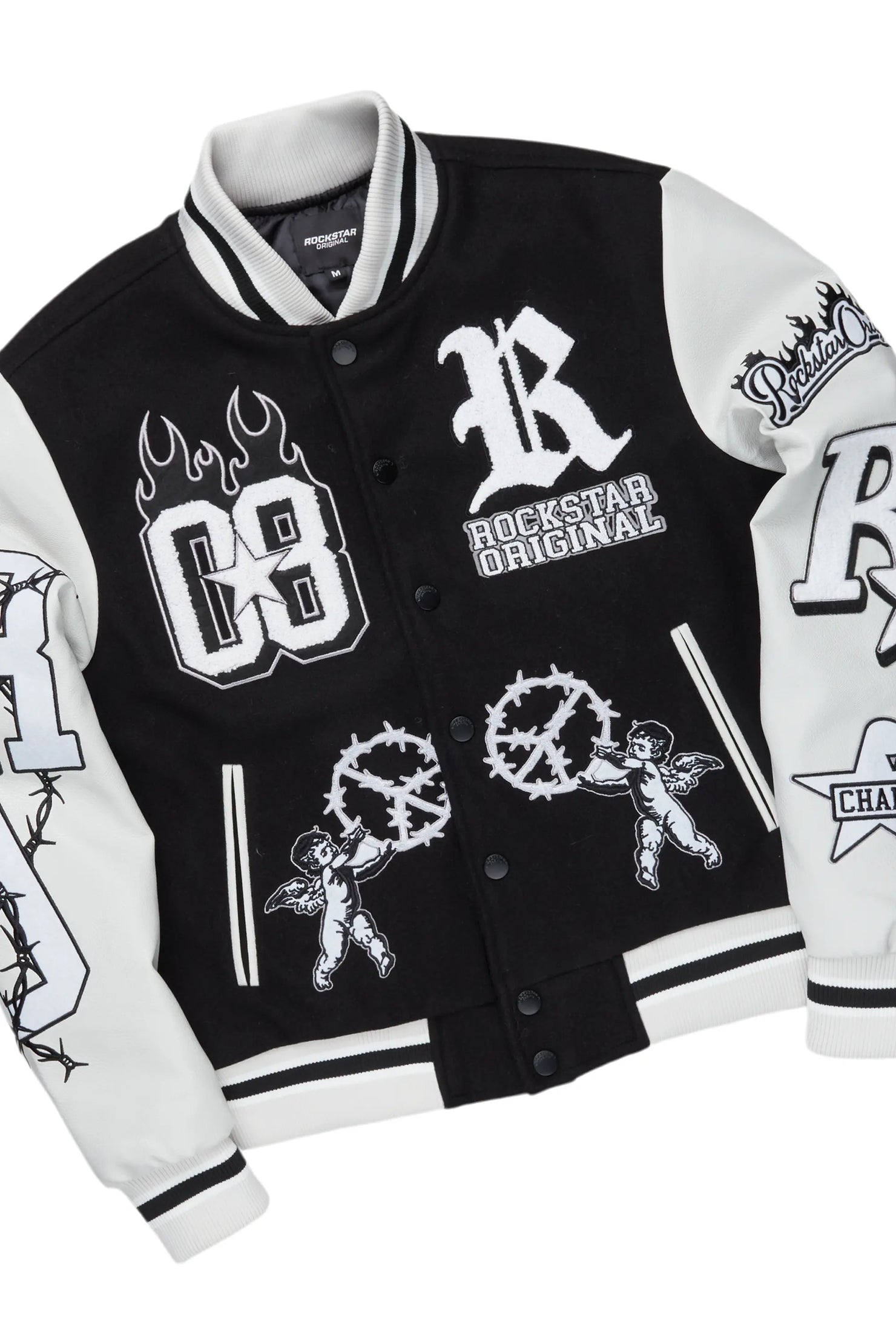 Rune Black Varsity Jacket & Shake Stacked Flare Jean Bundle