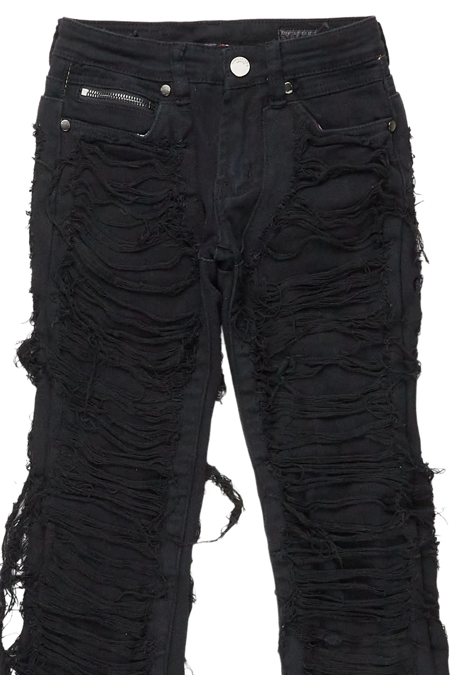 Girls Concetta Jet Black Stacked Flare Jean