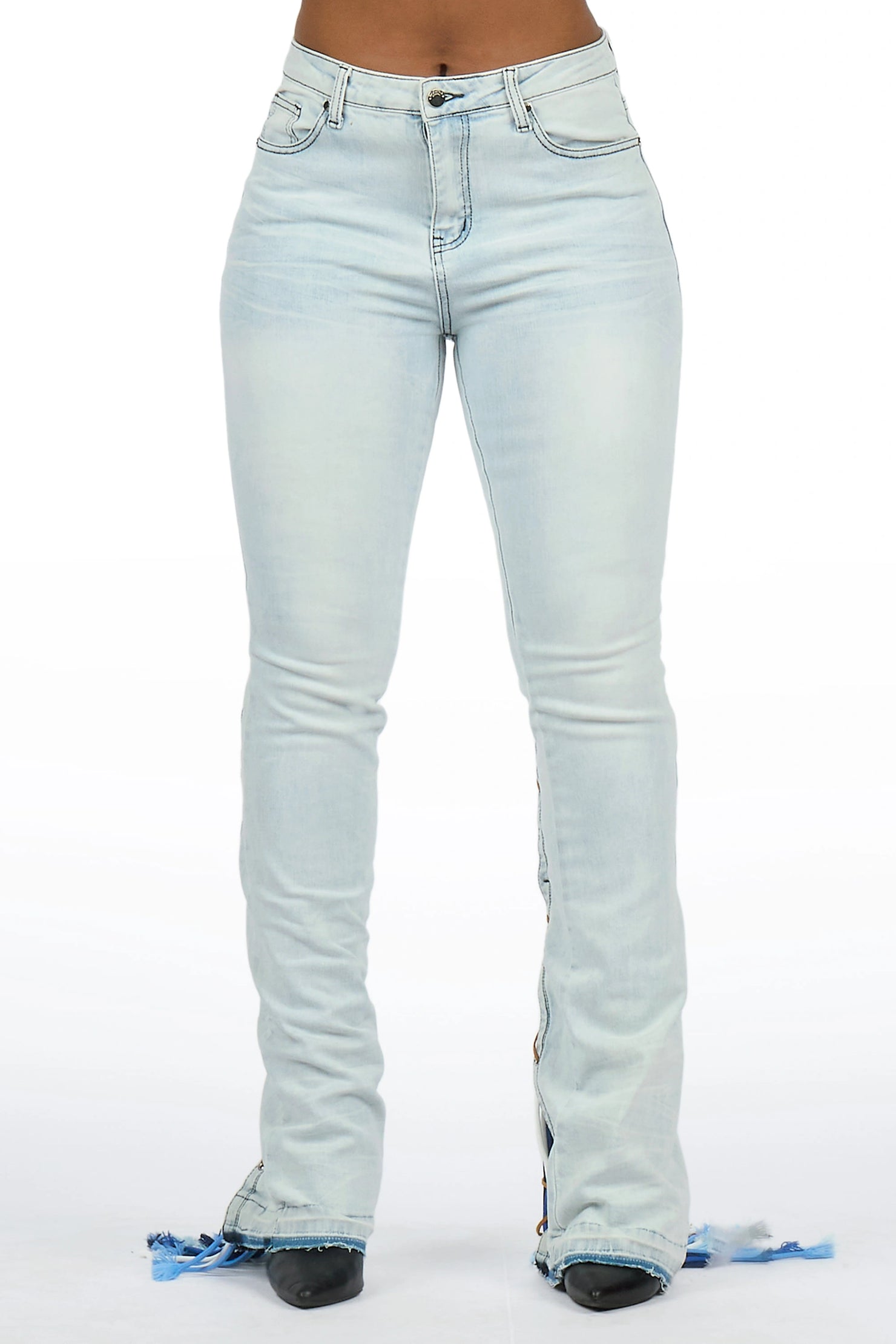 Ottiana Light Blue/Blue Stacked Flare Jean
