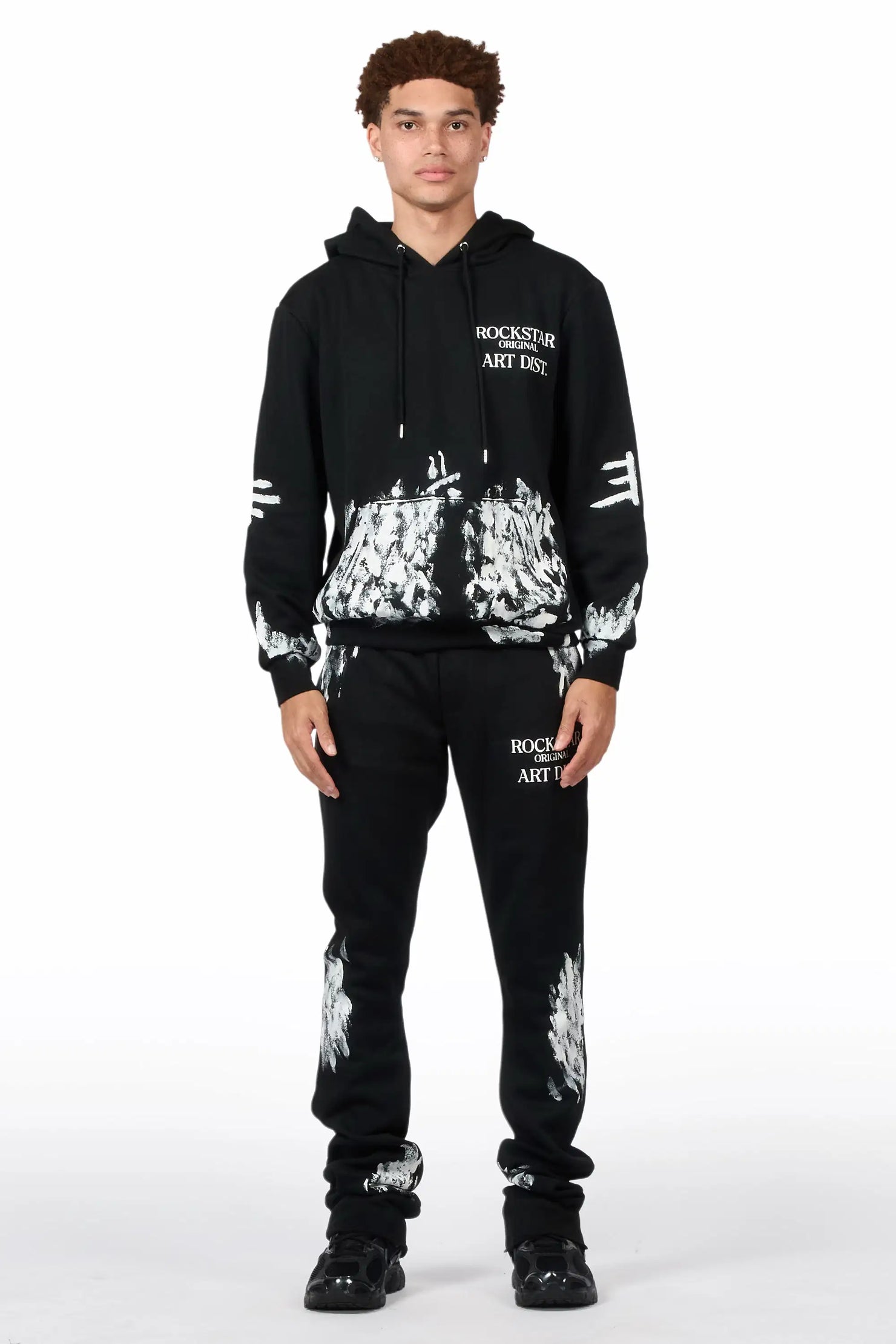 Filip Black Hoodie/Stacked Pant Track Set