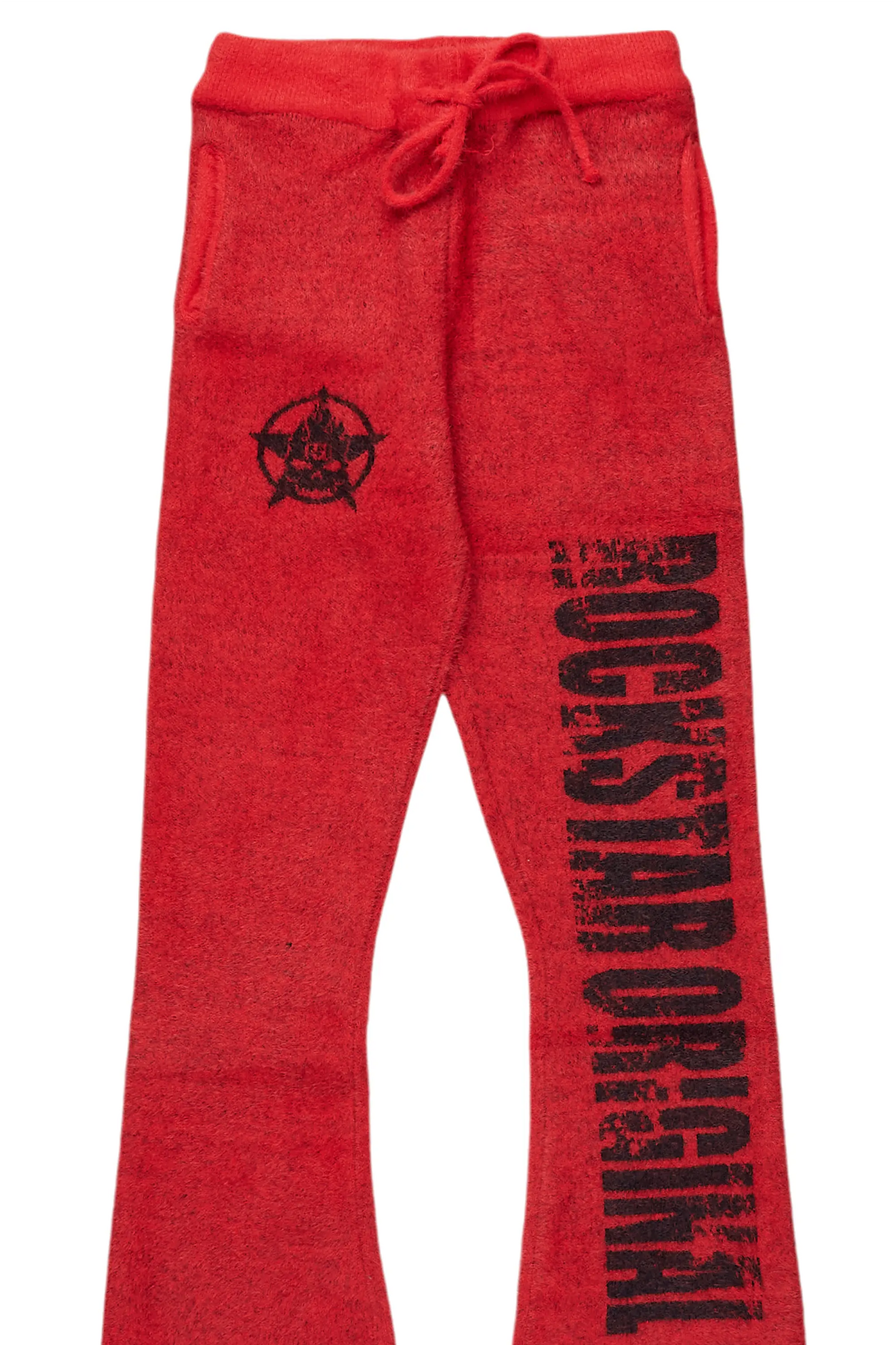 Boys Keve Red Knitted Mohair Flare Sweat Pant