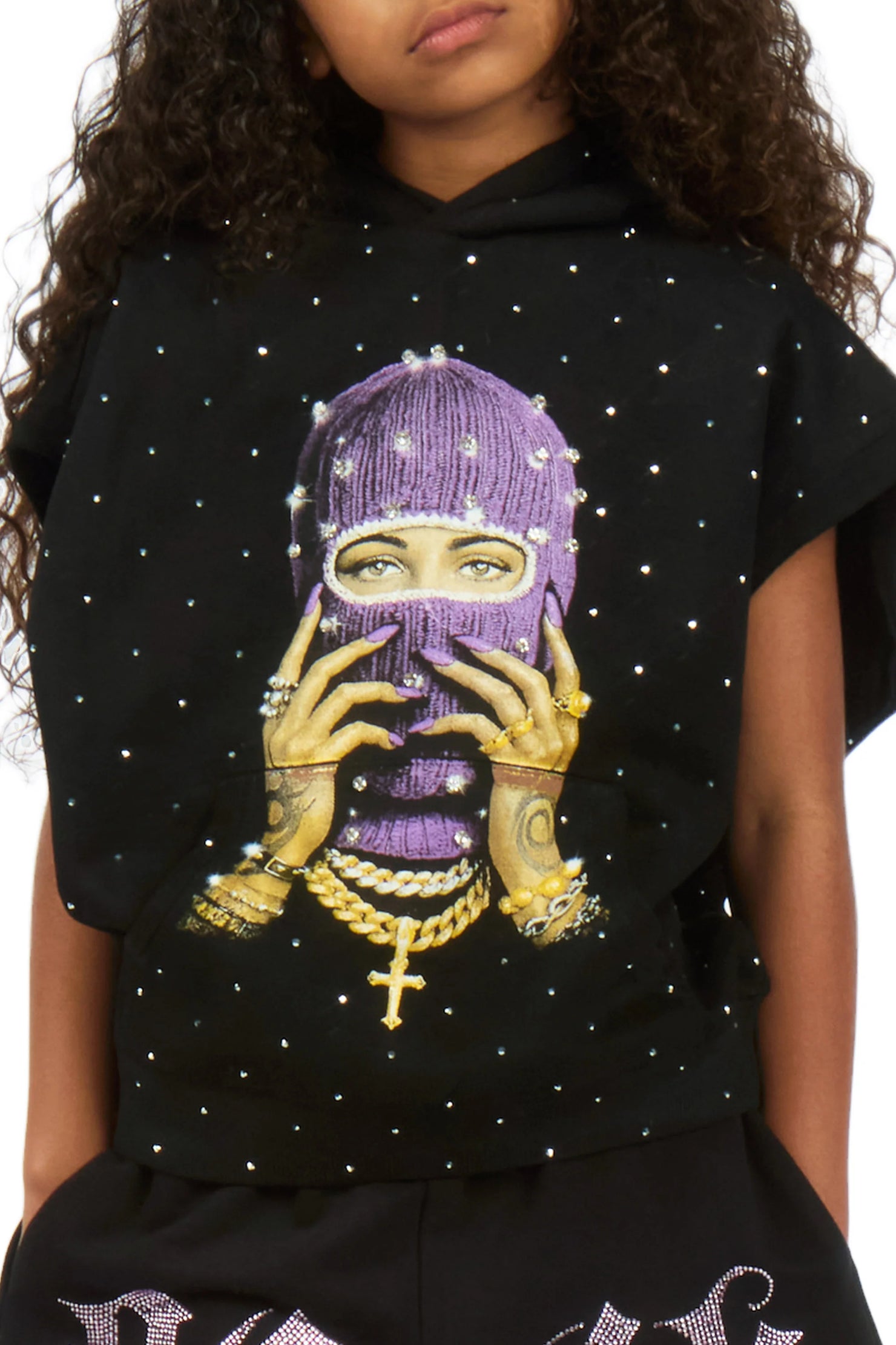 Girls Jayla Black Cut Sleeve Hoodie