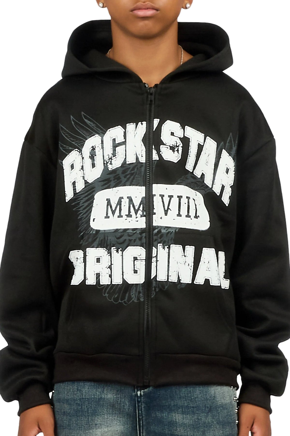 Boys Borya Black Zip Up Hoodie