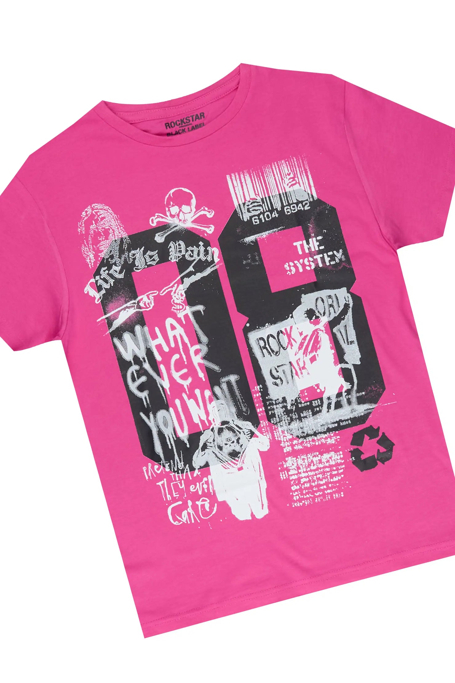 Girls Mabel Fuchsia/Blue T-Shirt Stacked Jean Set