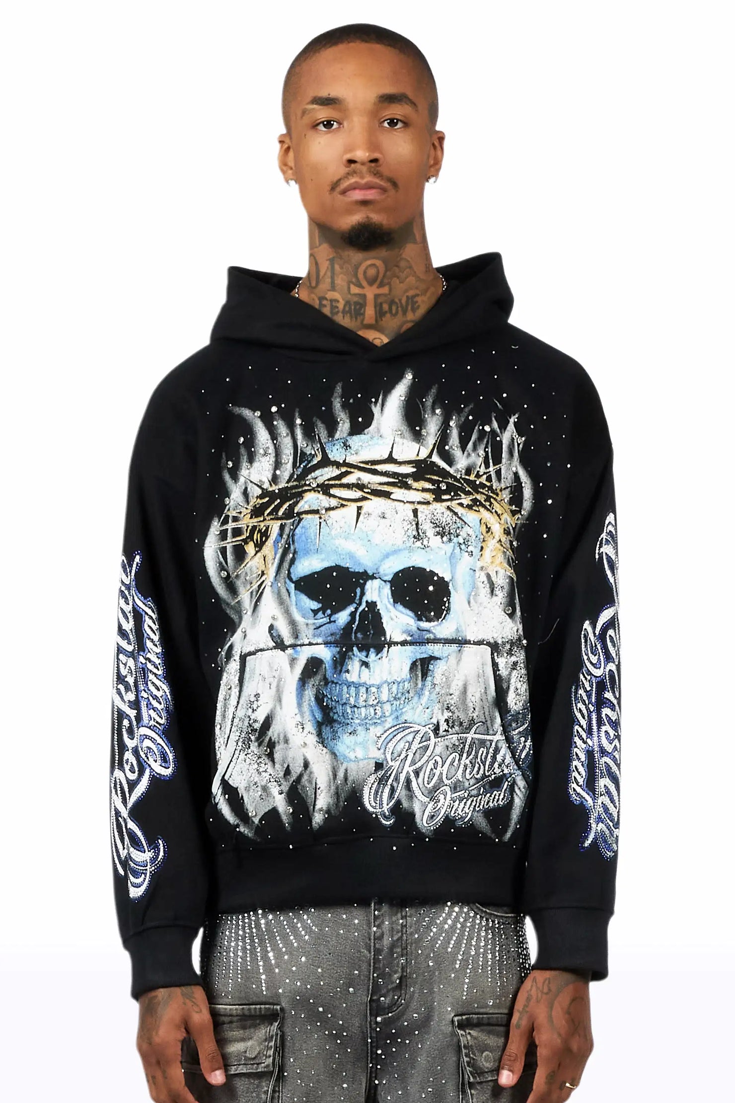 Blaise Black Rhinestone Oversized Hoodie