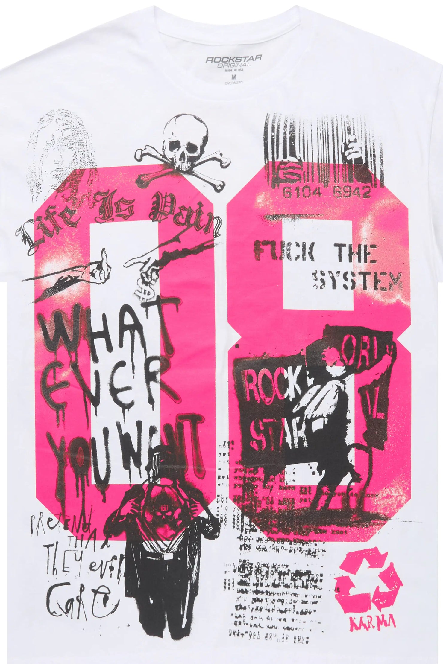 Kammile 2.0 White/Pink Oversized T-Shirt