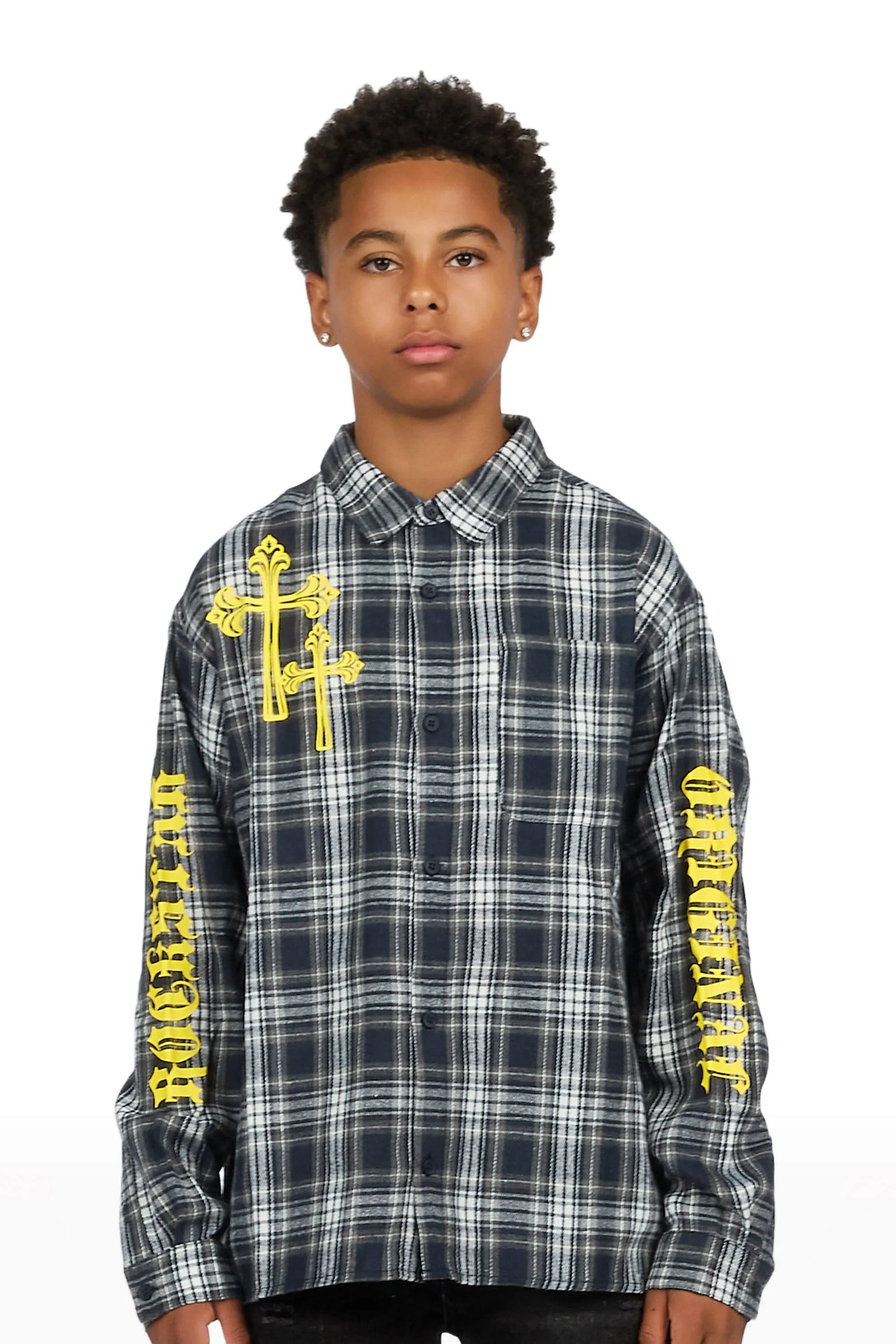 Boys Helder Navy Flannel Shirt
