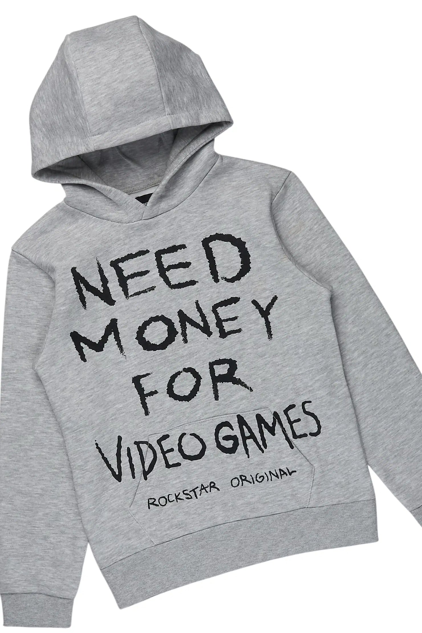 Boys M4 Video Games Grey Hoodie/Stacked Jean Set