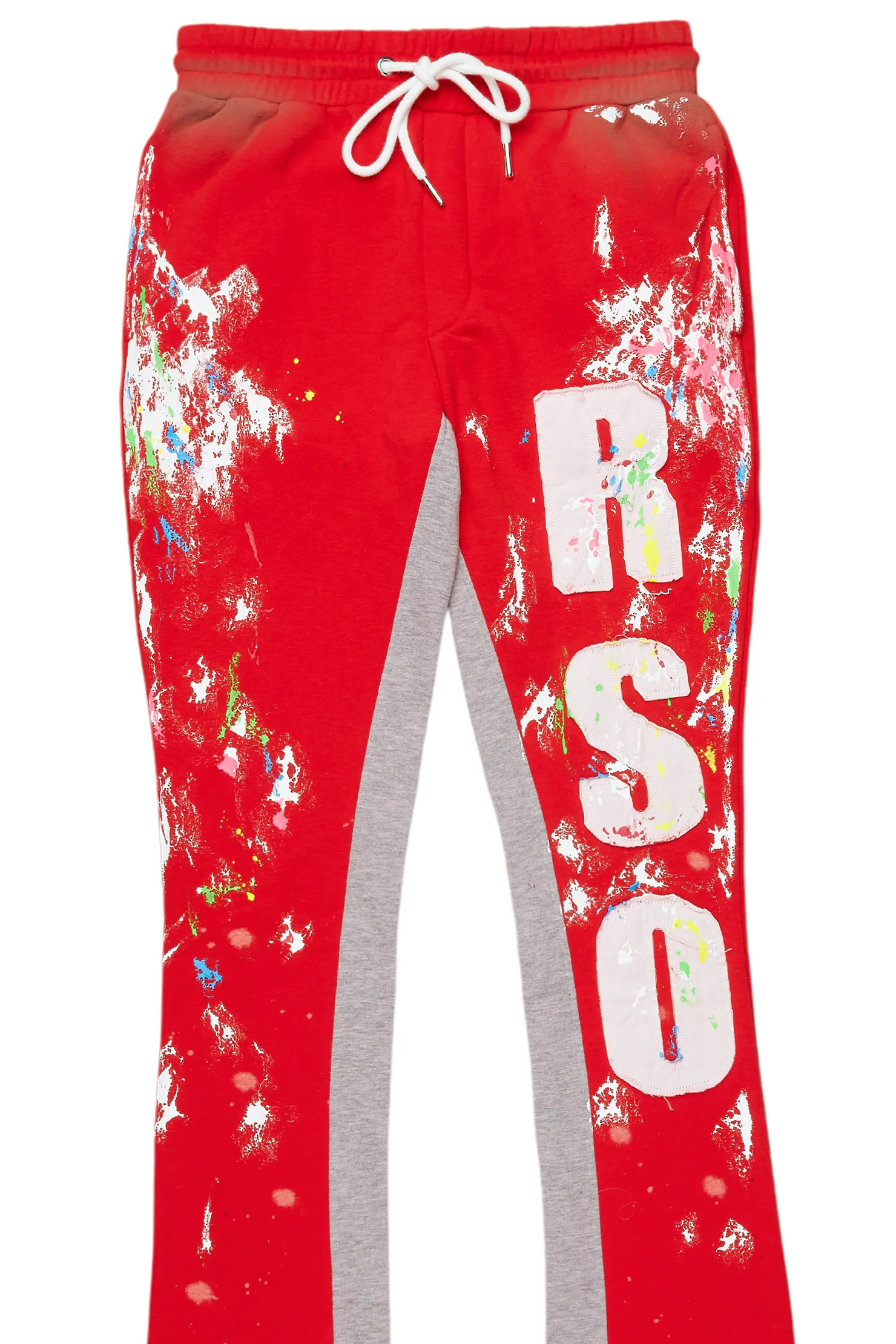 Washi Red Patchwork Stacked Flare Track Pant