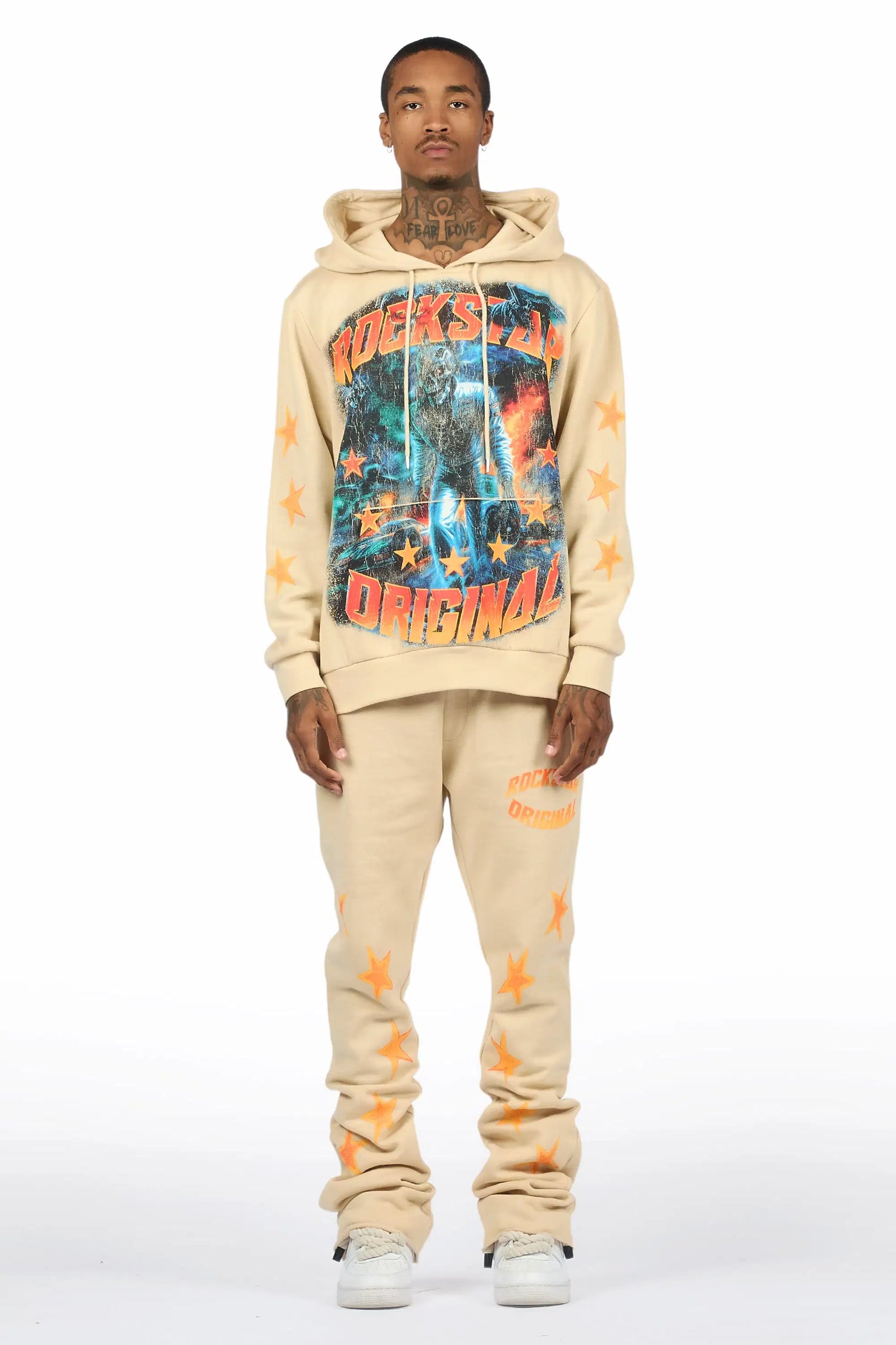 Torque Beige Hoodie/Stacked Pant Track Set