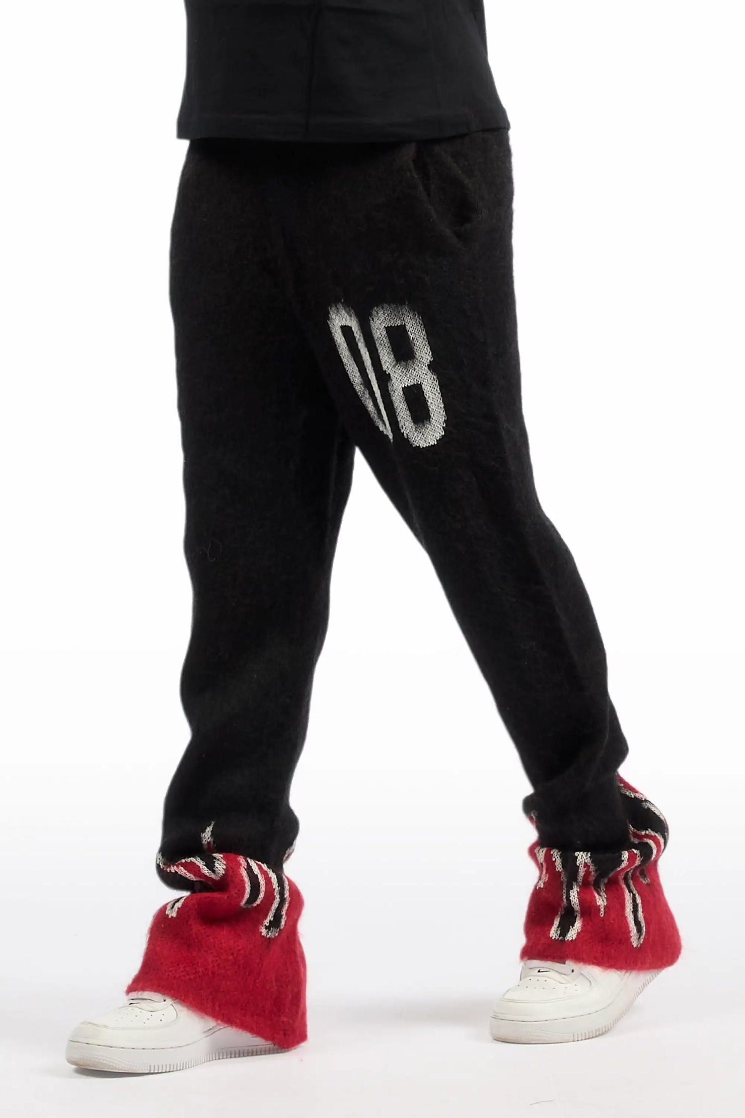 Boys Holger Black/Red Graphic Stacked Flare Mohair Track Pant