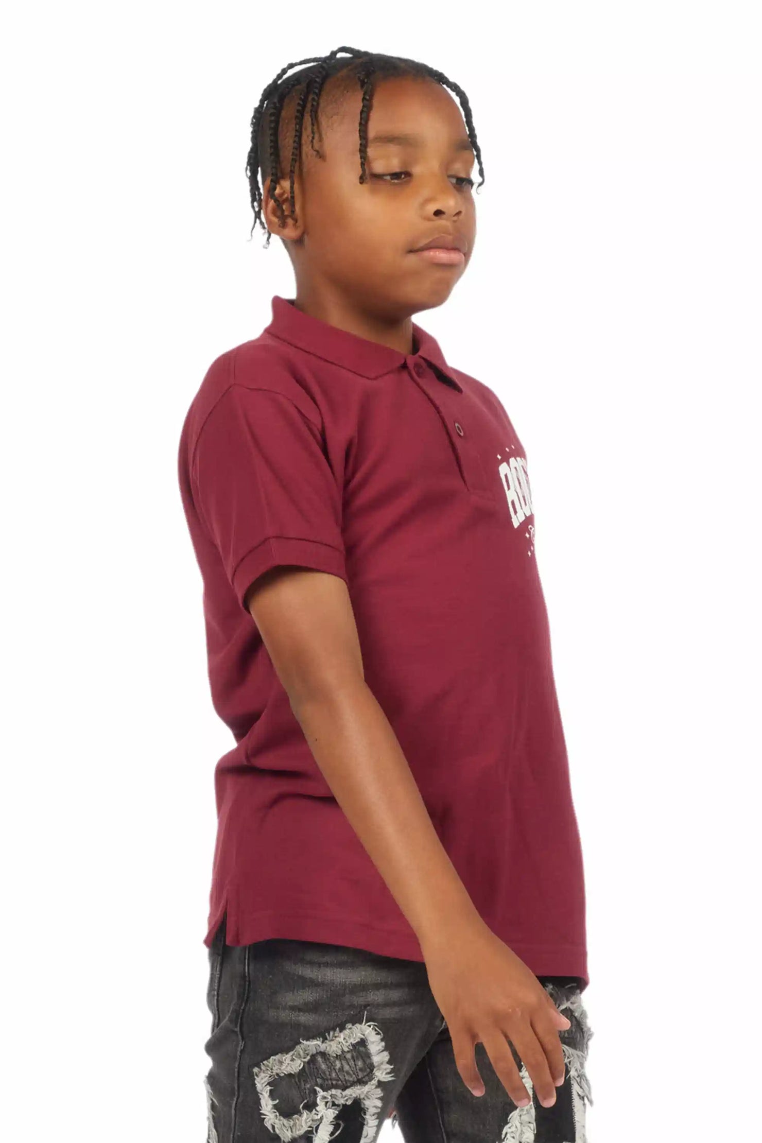 Boys Ruffo Burgundy/White Polo