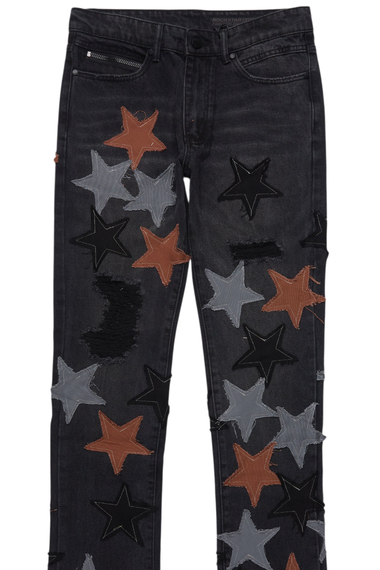StarLane Dark Grey Stacked Flare Jean