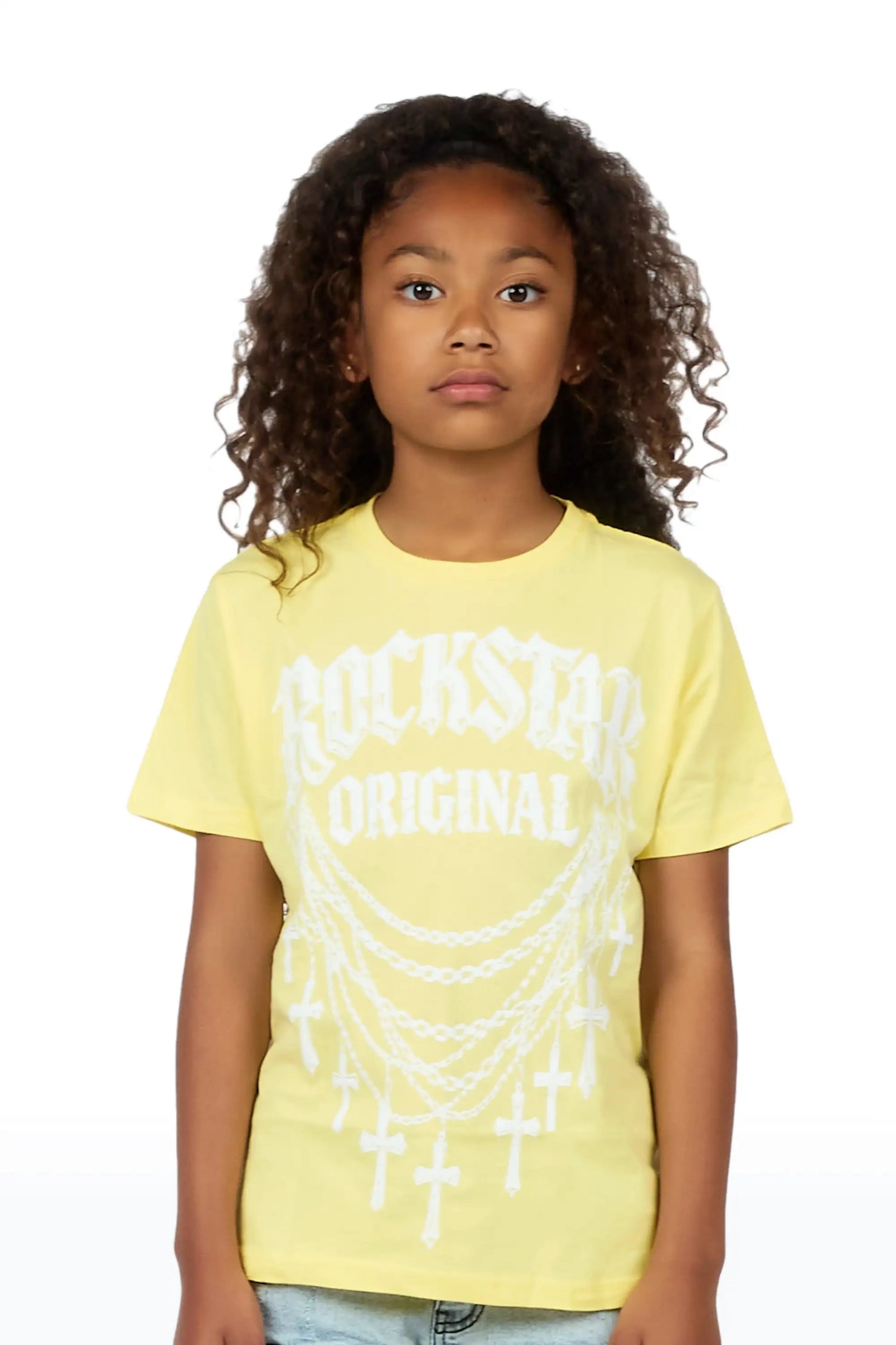Girls Jetty Light Yellow Graphic T-Shirt