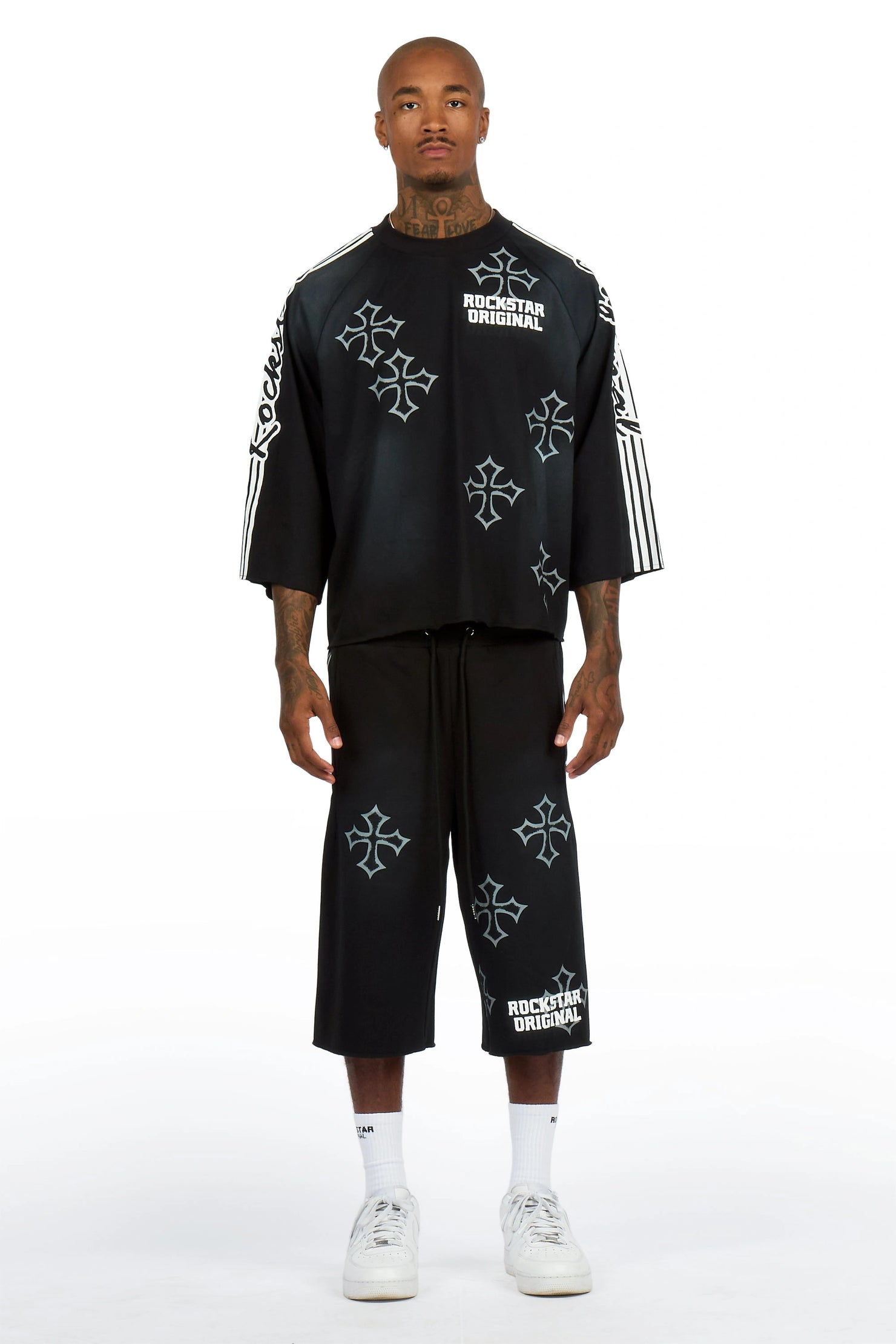 Osso Black 3/4 Sleeve T-Shirt Double Waisted Jort Set