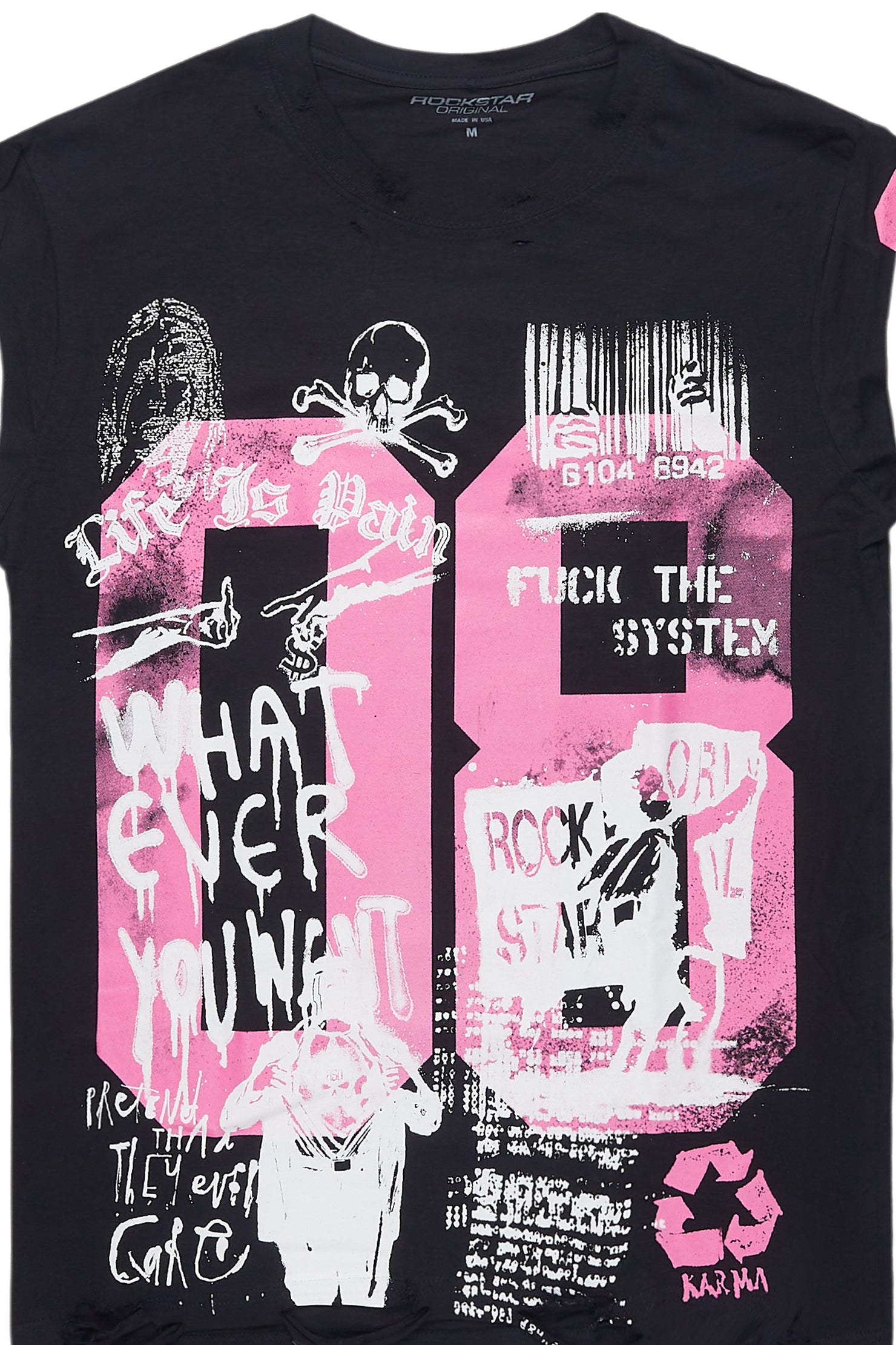Grill Black/Pink Graphic Muscle T-Shirt