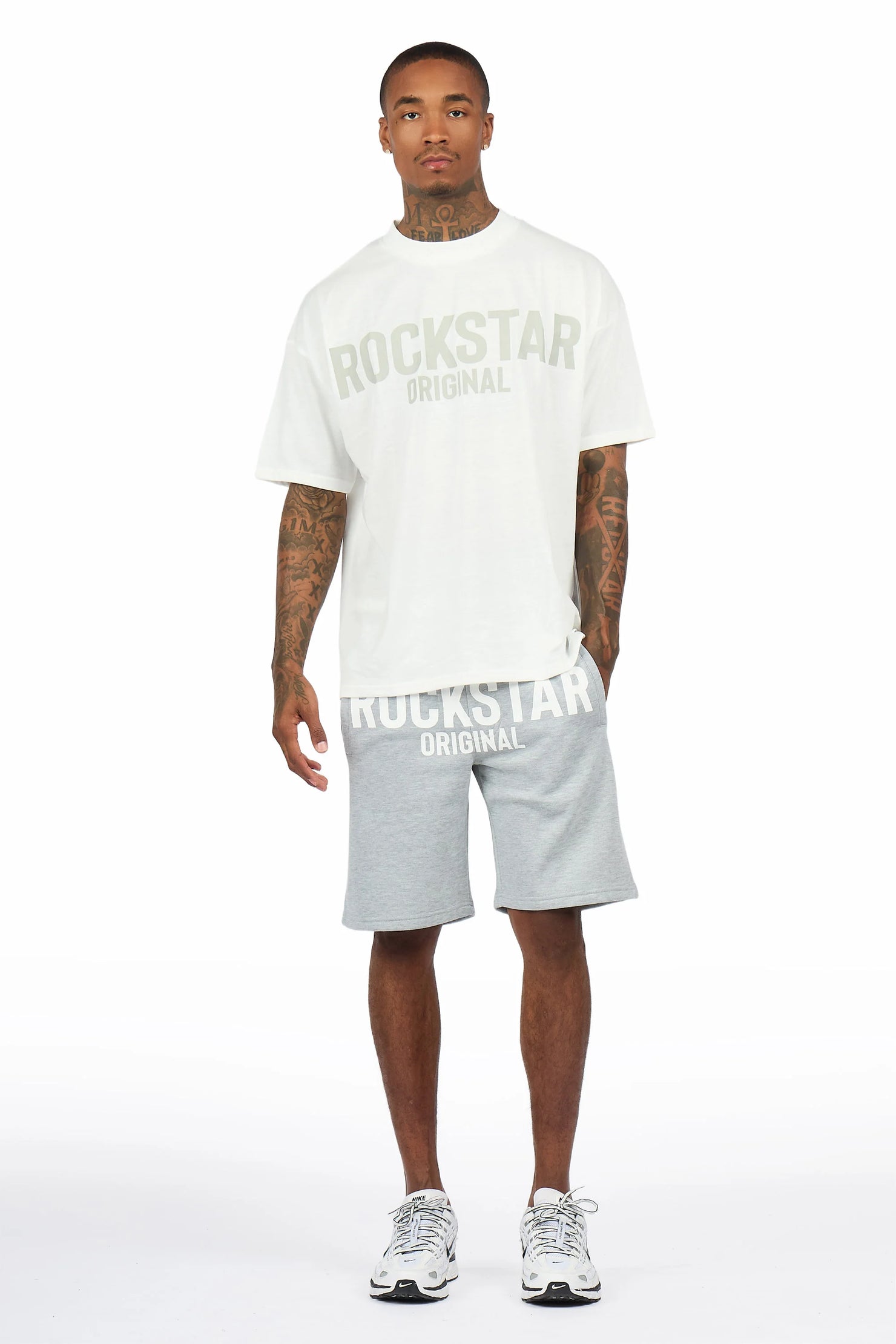 Sana White/Grey Short Set