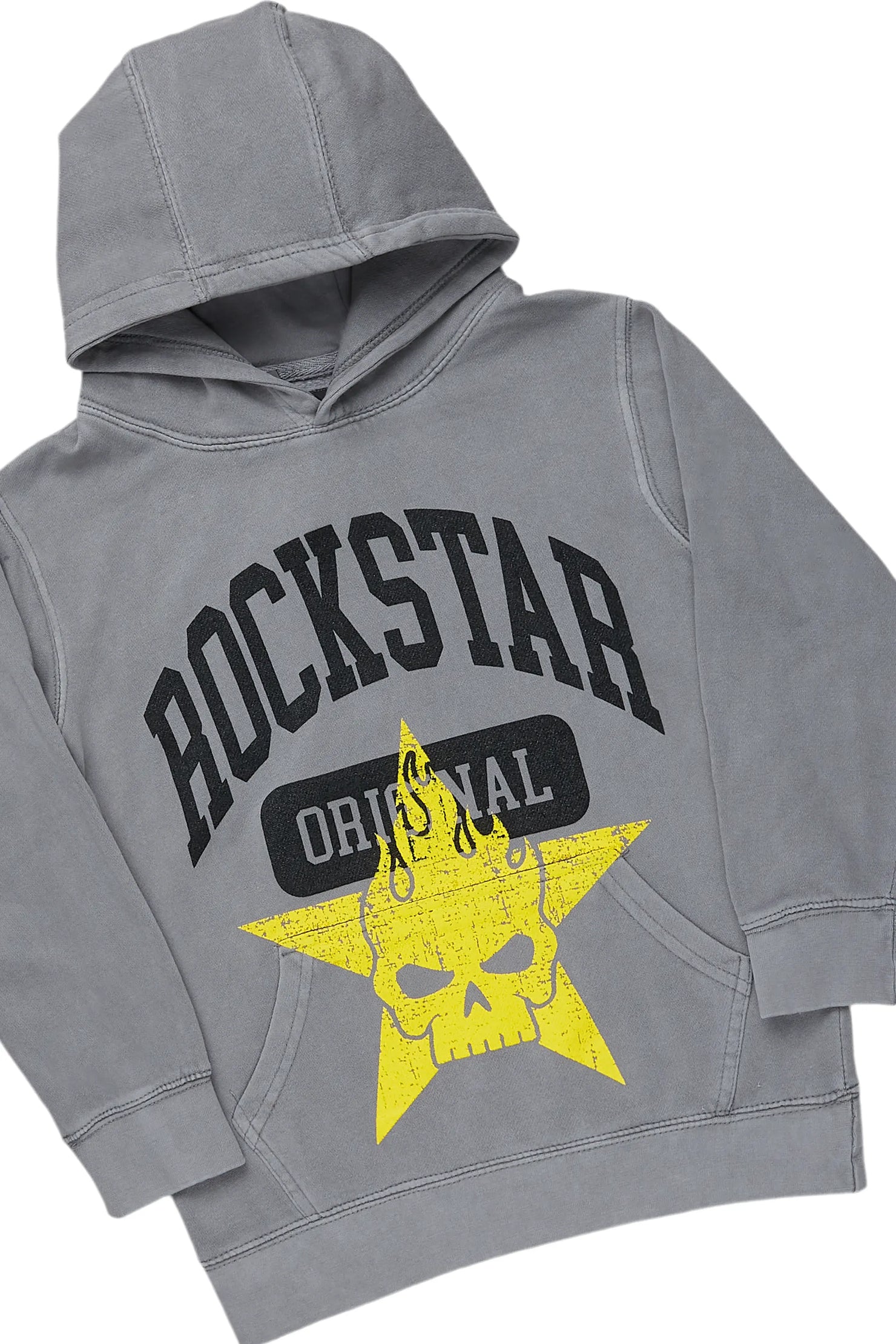Boys Semaj Vintage Grey Hoodie/Stacked Flare Jean Set