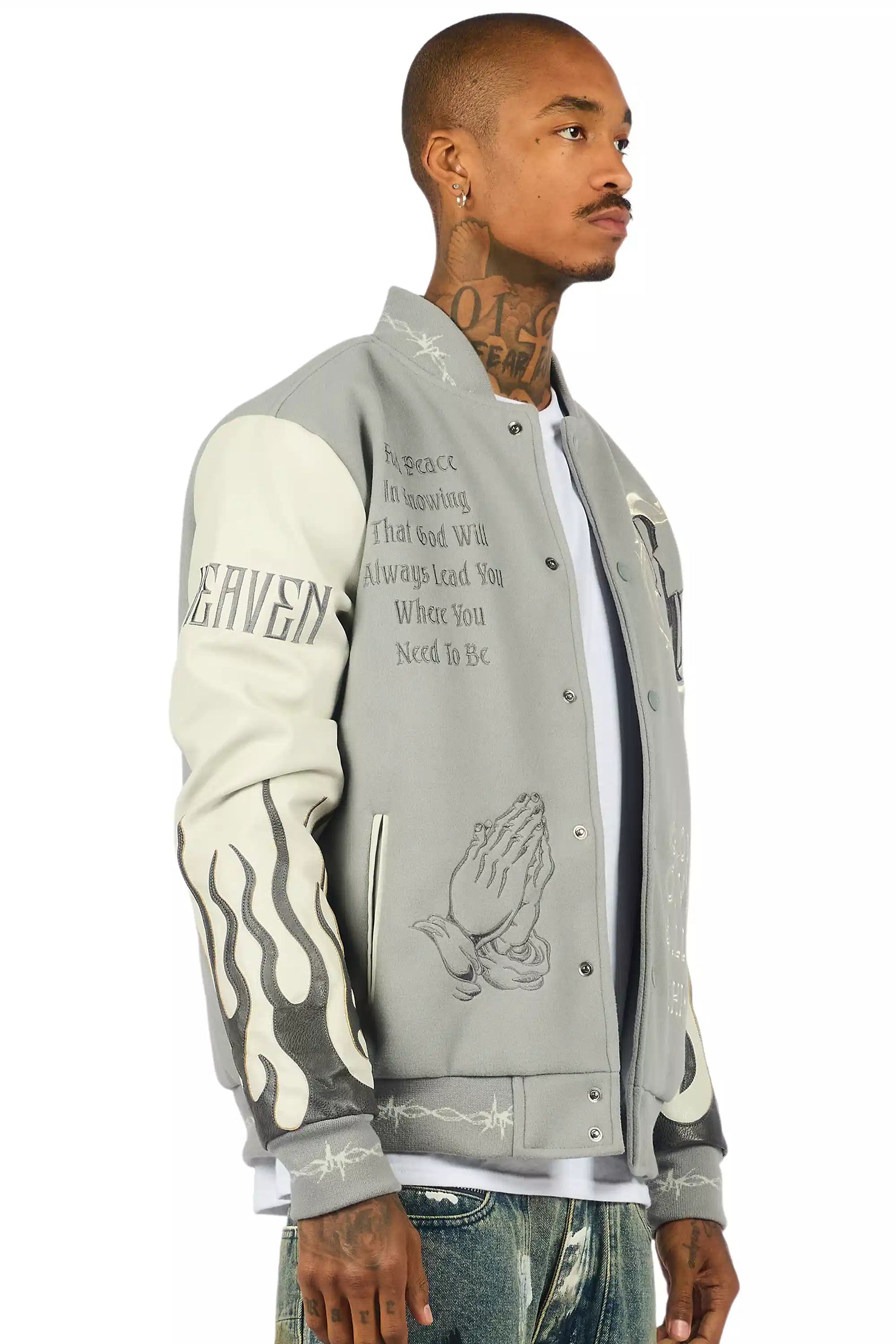 Caelus Grey Varsity Jacket