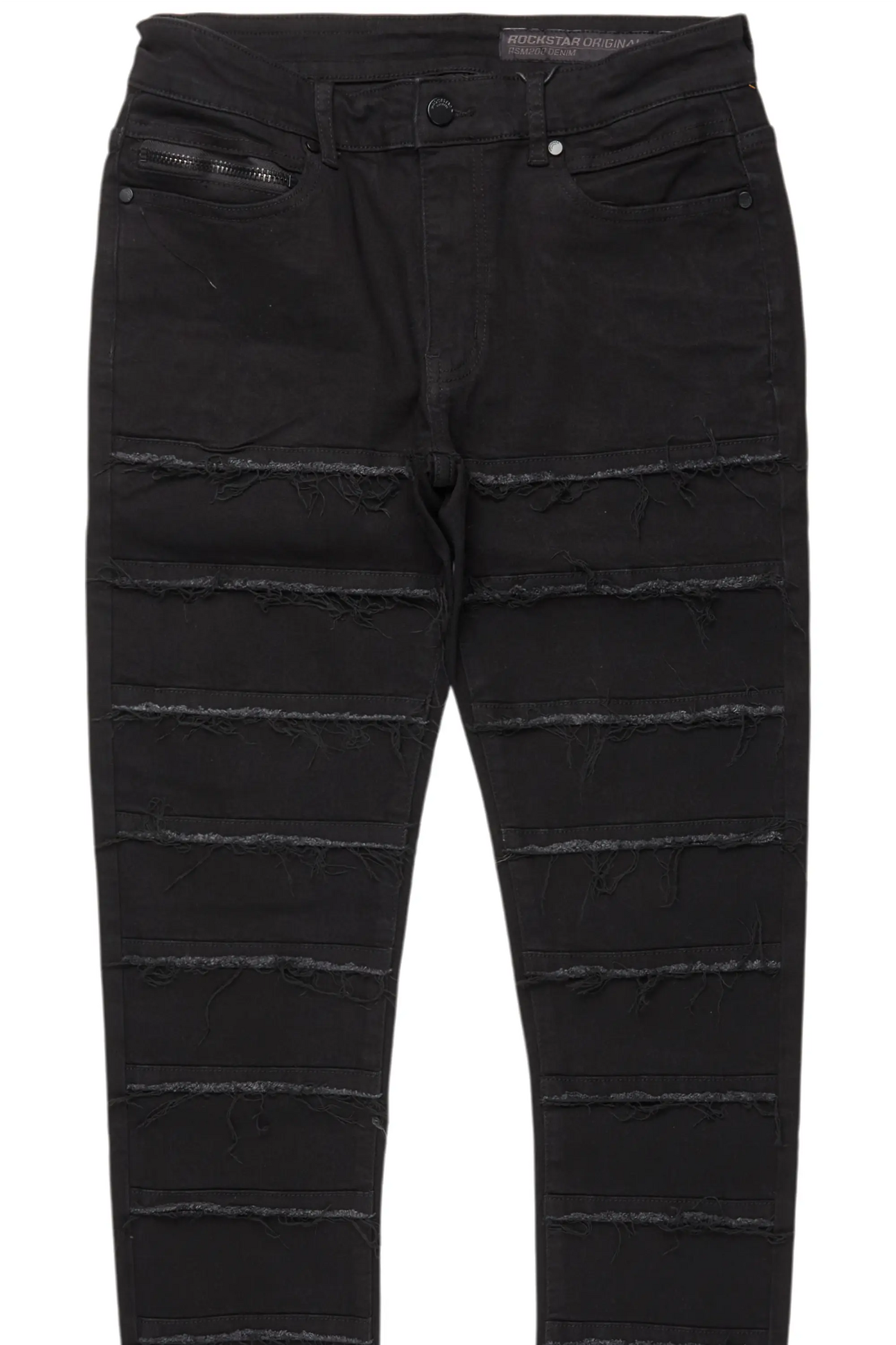 Waylon Jet Black  Frayed Slim Fit Jean
