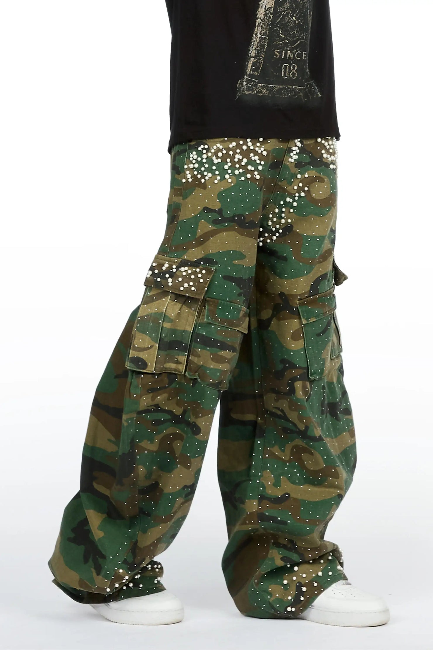 Bryx Camo Rhinestone Barrel Fit Jean