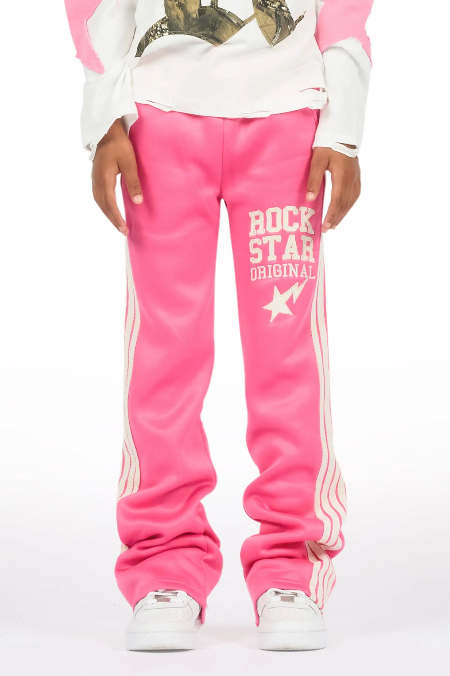 Girls Briana Hot Pink Stacked Flare Pant