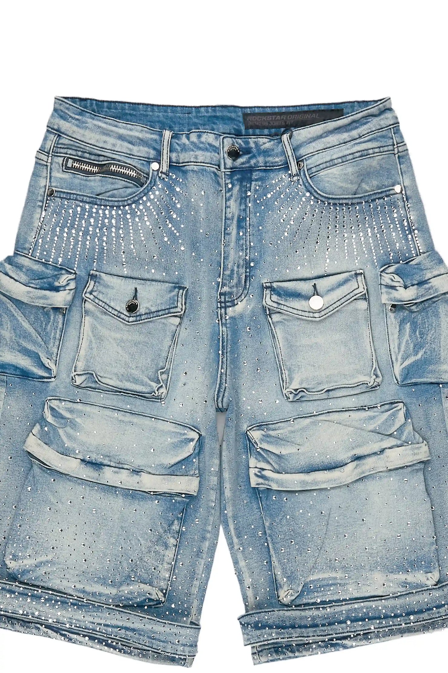 Keoni Light Blue Rhinestone Denim Short