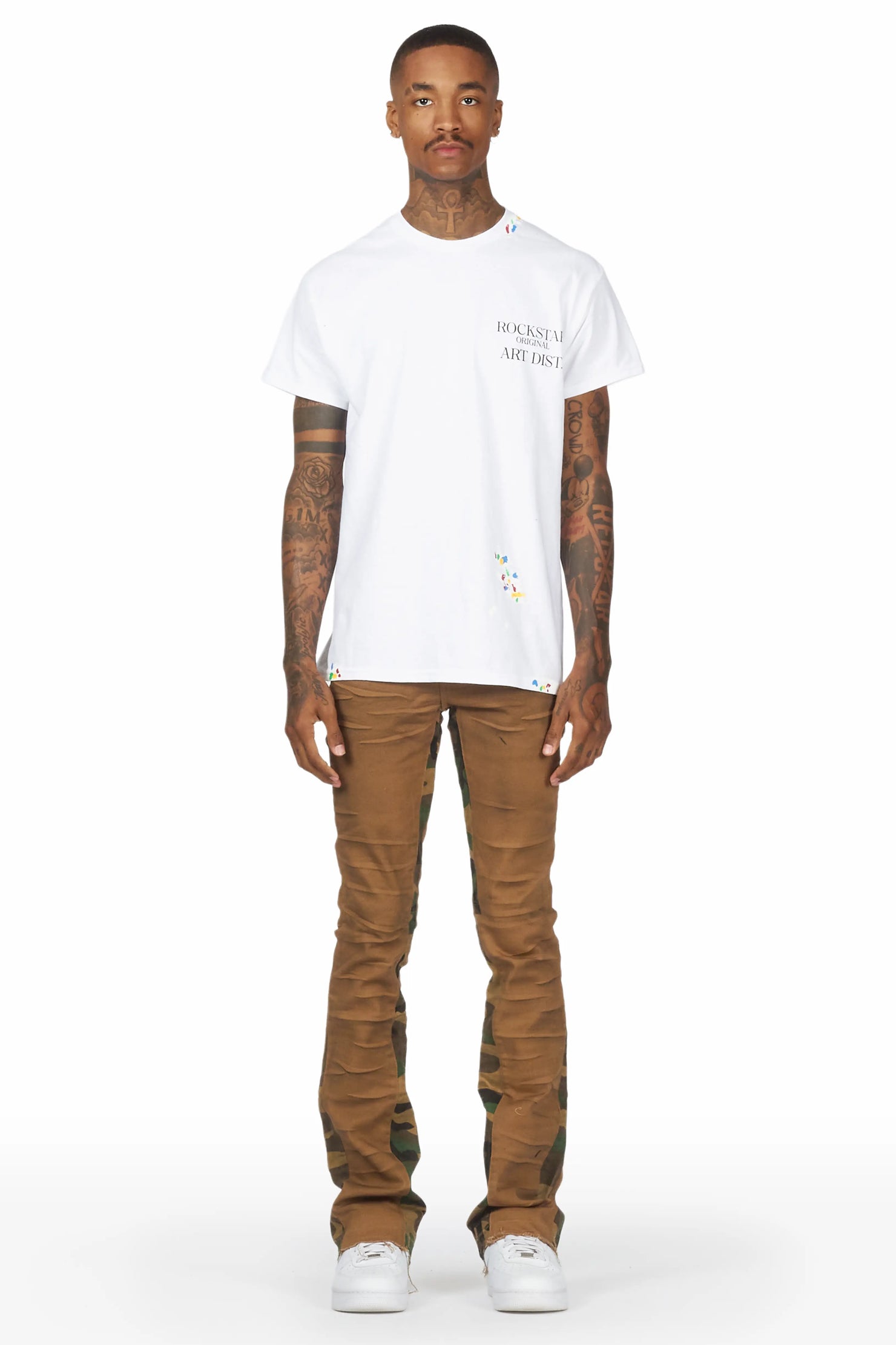 Strass Brown Stacked Flare Jean