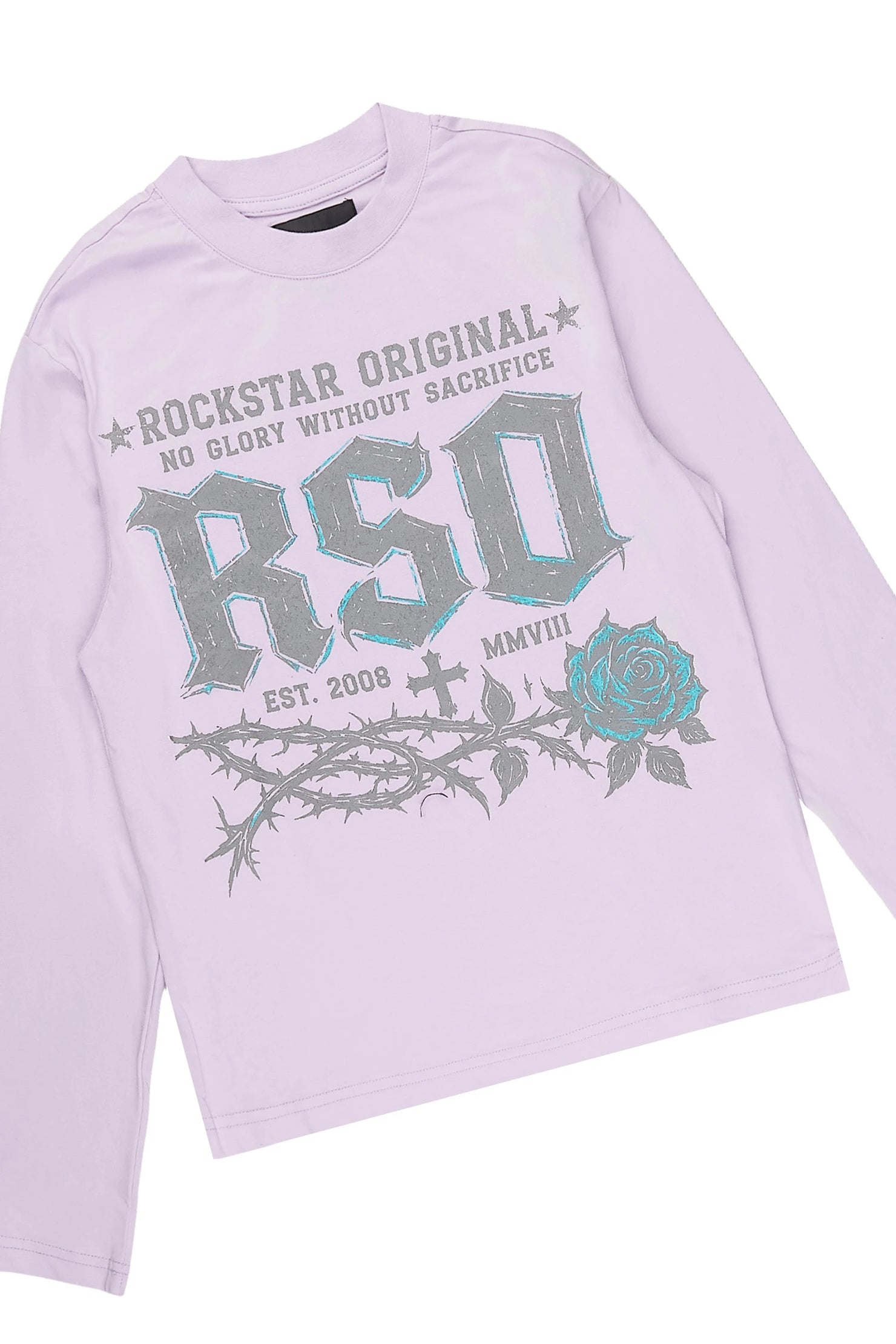 Girls Athena Lavender/Black Long Sleeve T-Shirt Stacked Painter Jean Set