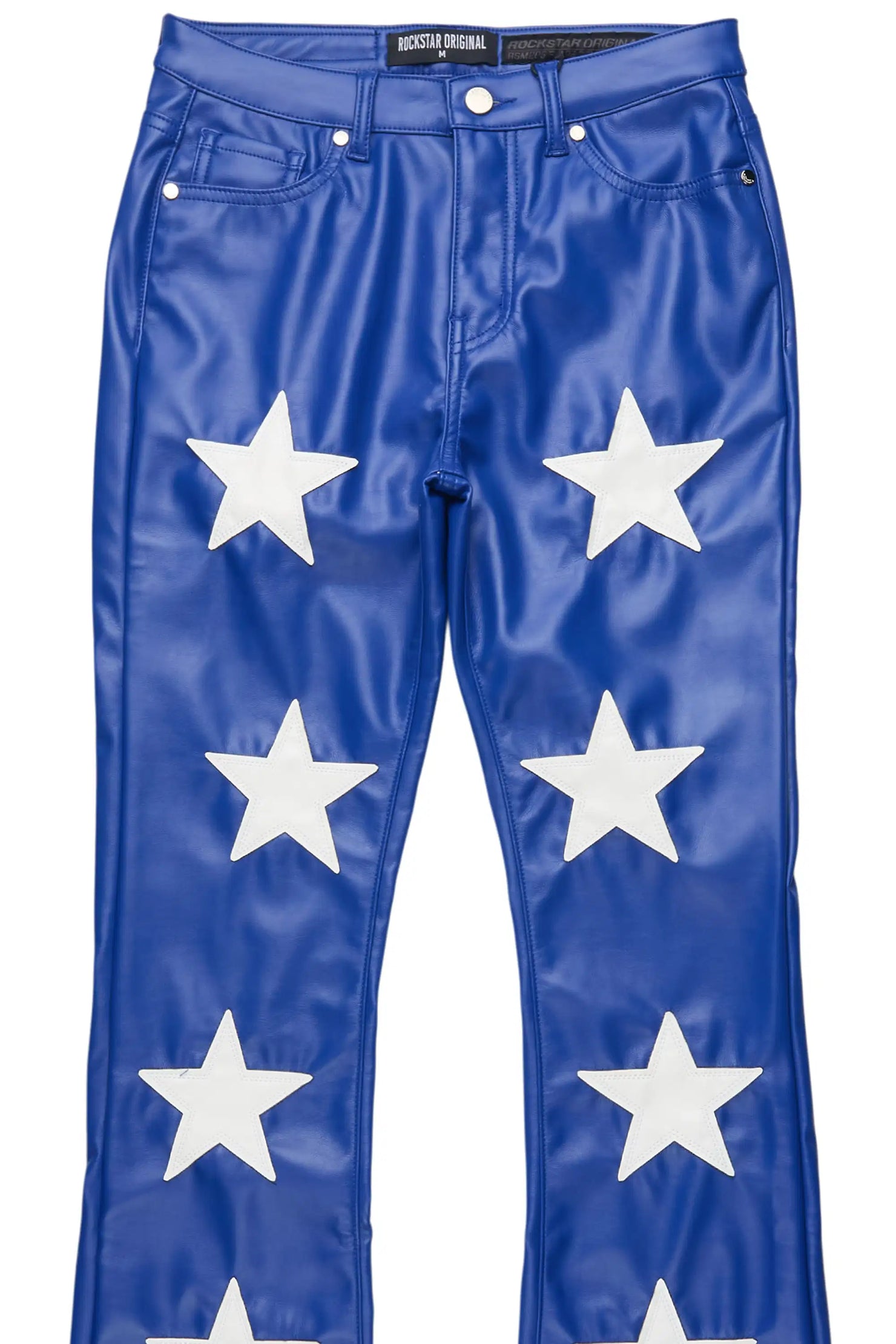Takera Royal Blue PU Stacked Flare Pant