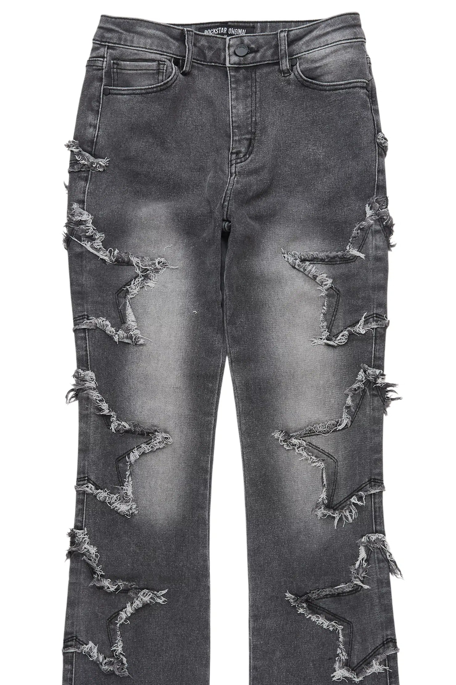 Sinayah Grey Wash Stacked Flare Jean