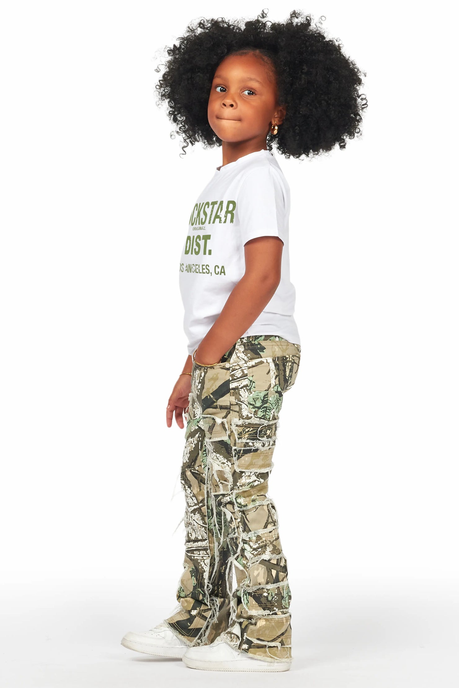 Girls Sammie Tree Camo Stacked Flare Jean