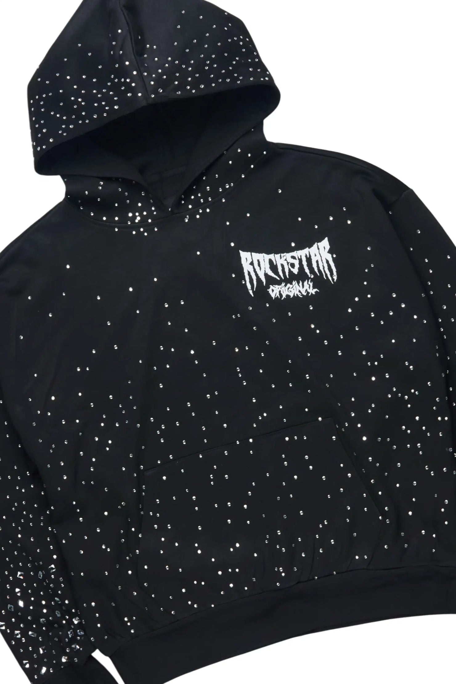 Twinkle Black/Clear Rhinestone Hoodie Relaxed Track Set