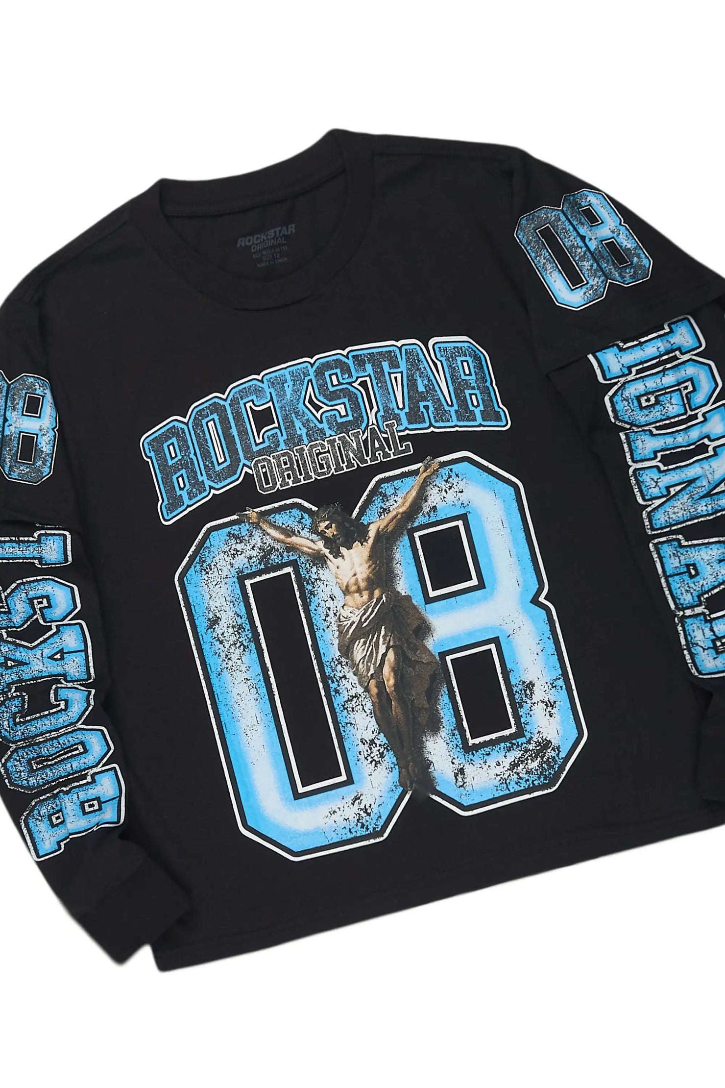 Boys Fieban Black/Blue Double Layer T-Shirt/Denim Short Set
