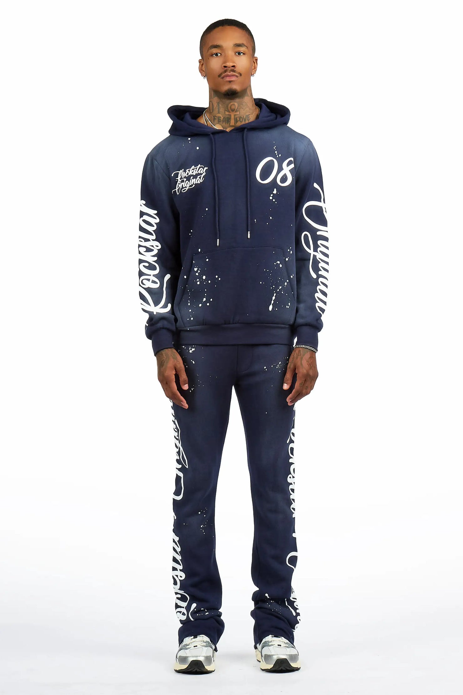 Hanif 3.0  Vintage Navy Hoodie/Stacked Pant Track Set