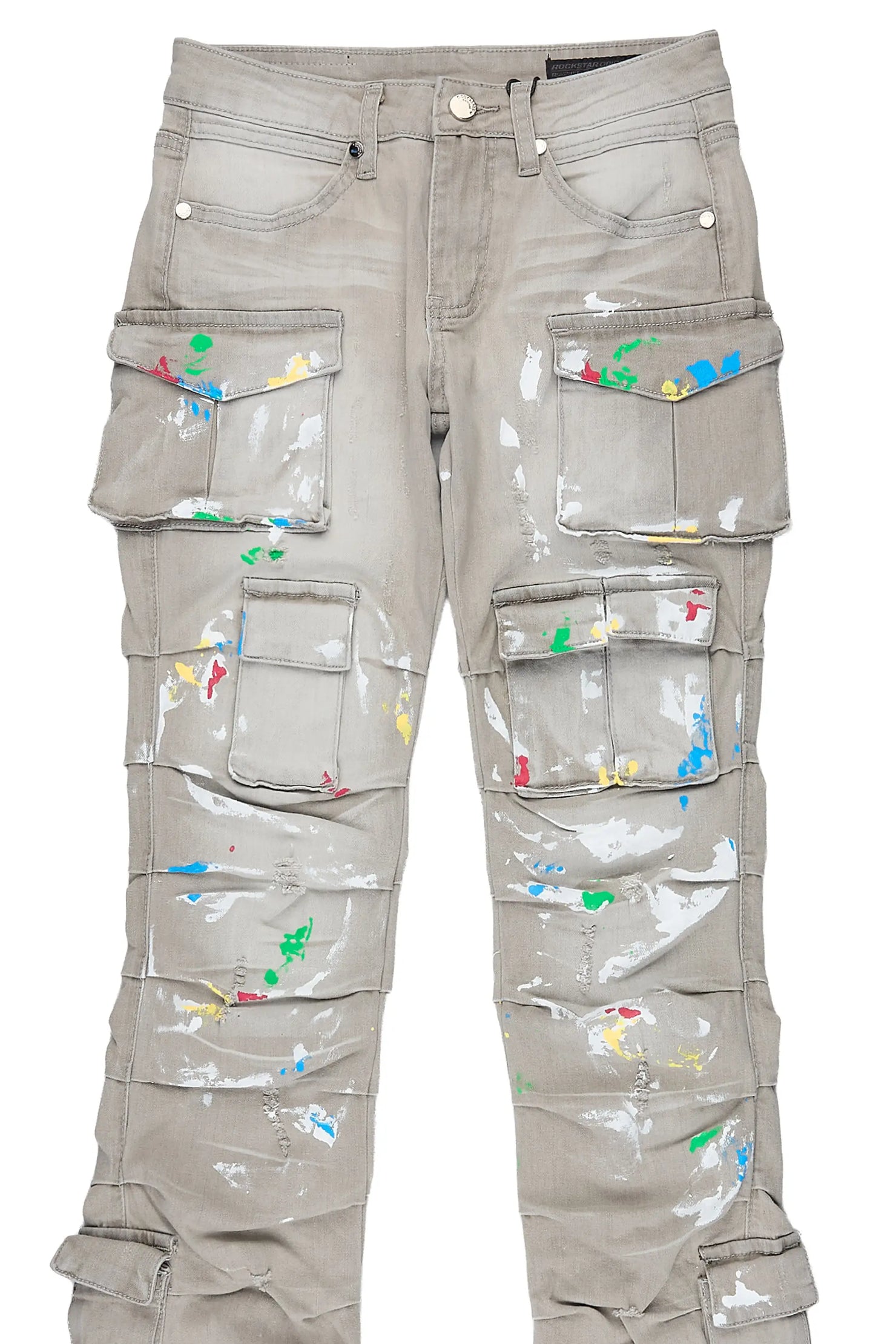 Boys Major Grey Stacked Painter Flare Jean