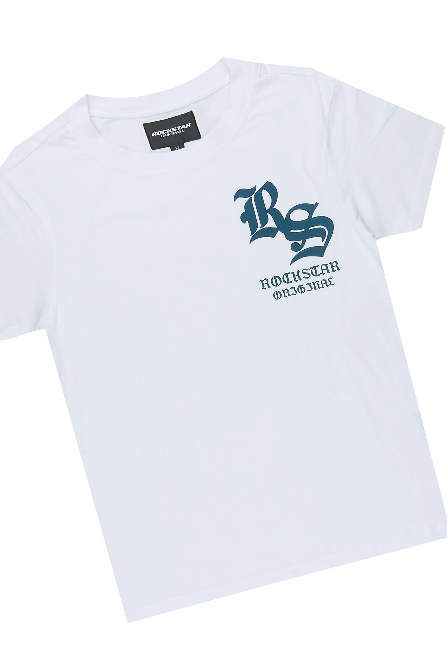 Boys Shire White/Navy T-Shirt Short Set