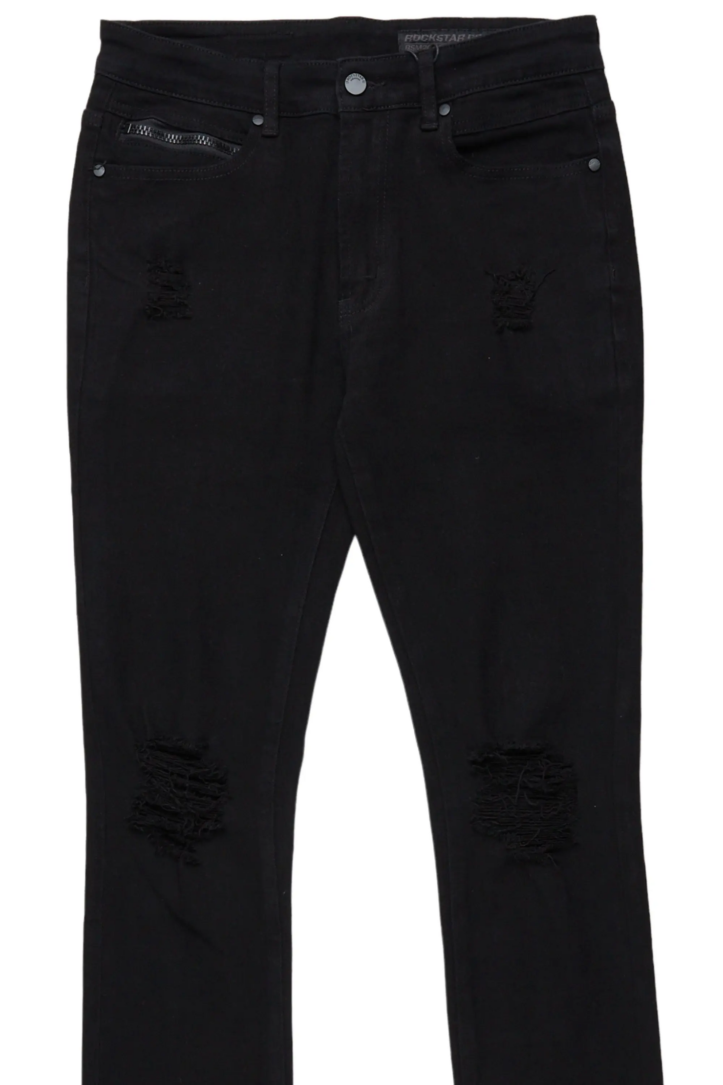 Rebel Black Stacked Flare Jean