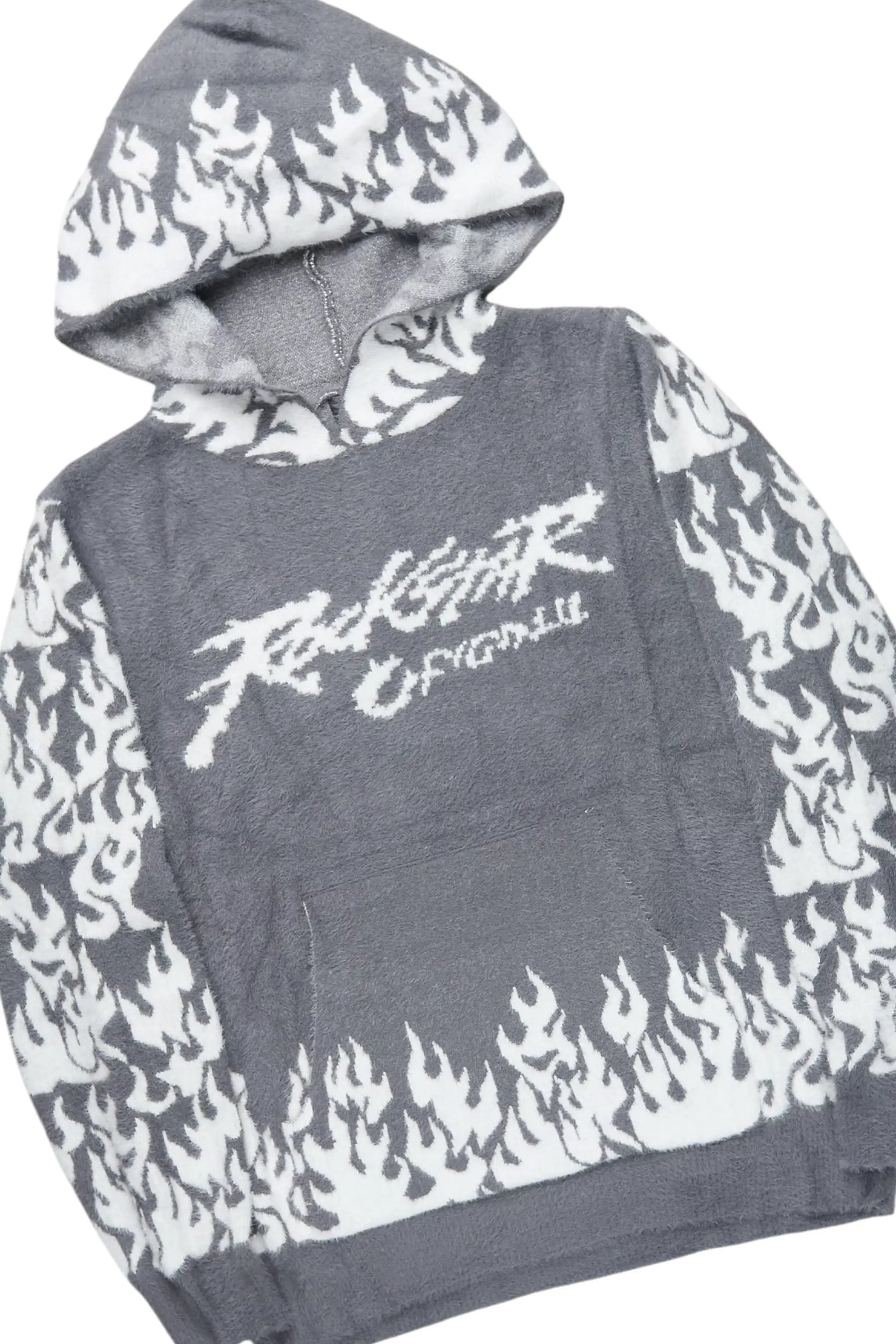 Yash Grey Hoodie Stacked Flare Track Set