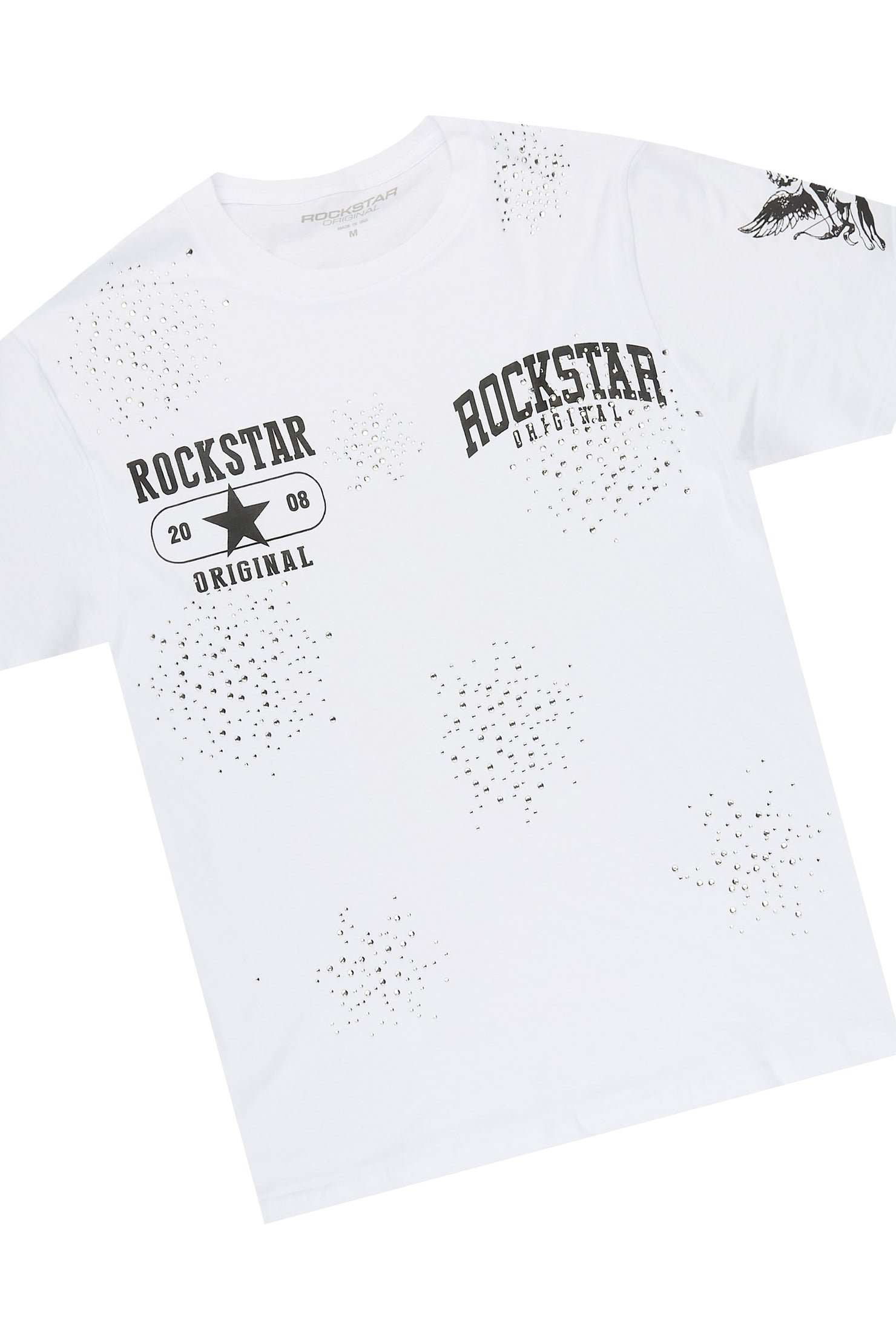 Gutta 2.0 White/Black Rhinestone T-Shirt/Short Set