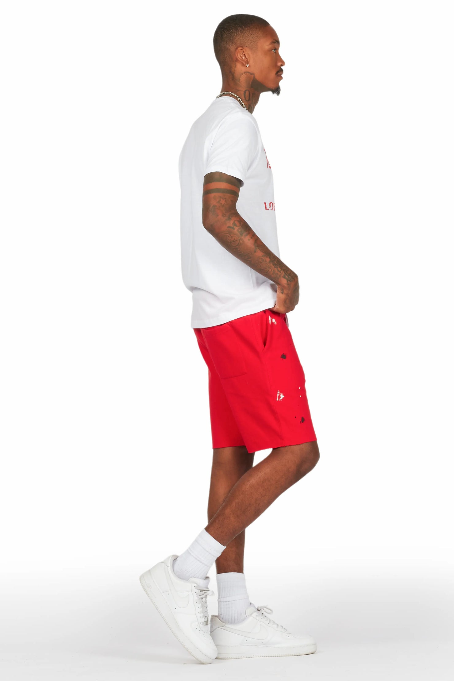 Scottie White/Red Painter T-Shirt/Short Set