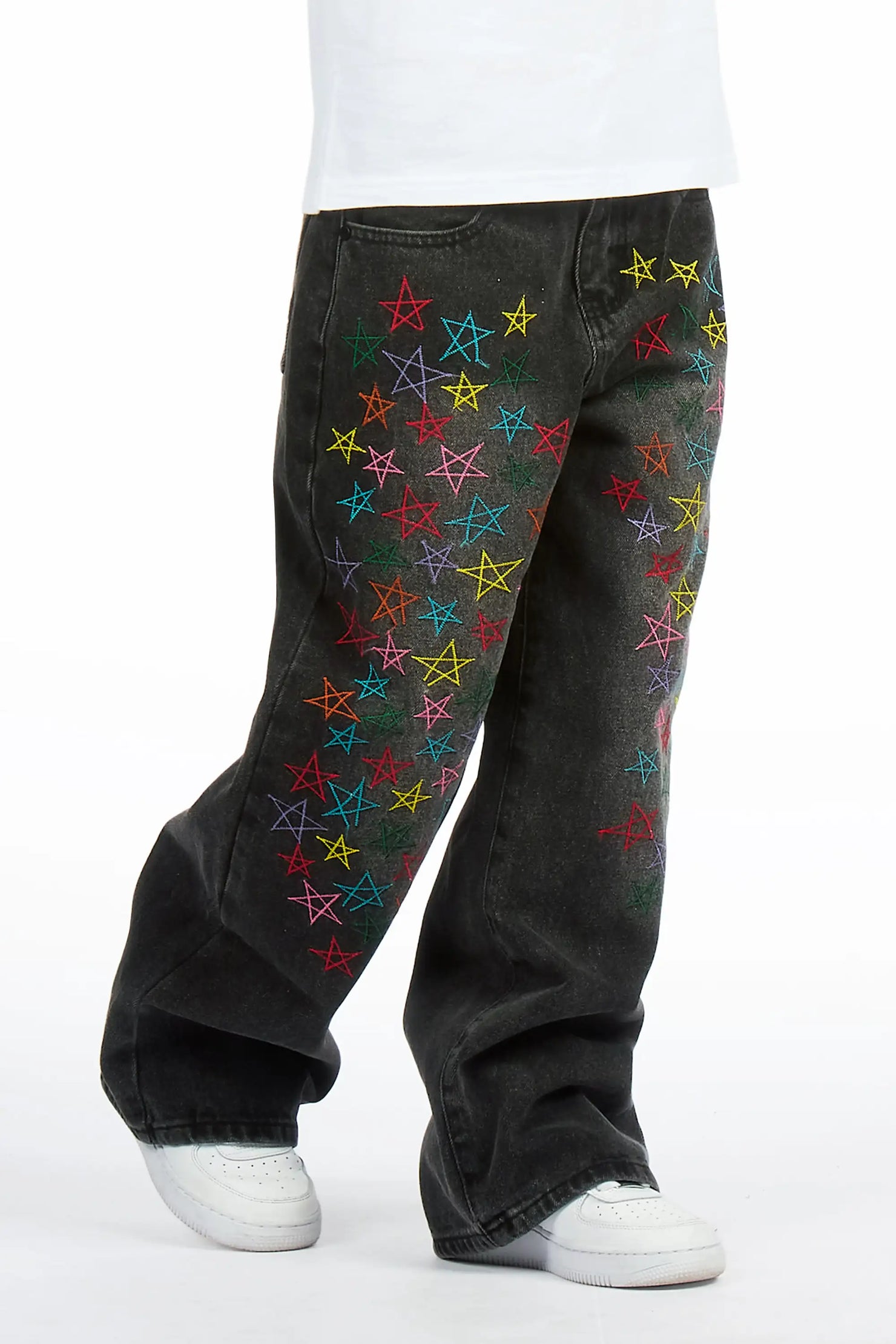 Girls Levie Washed Black Baggy Fit Jean