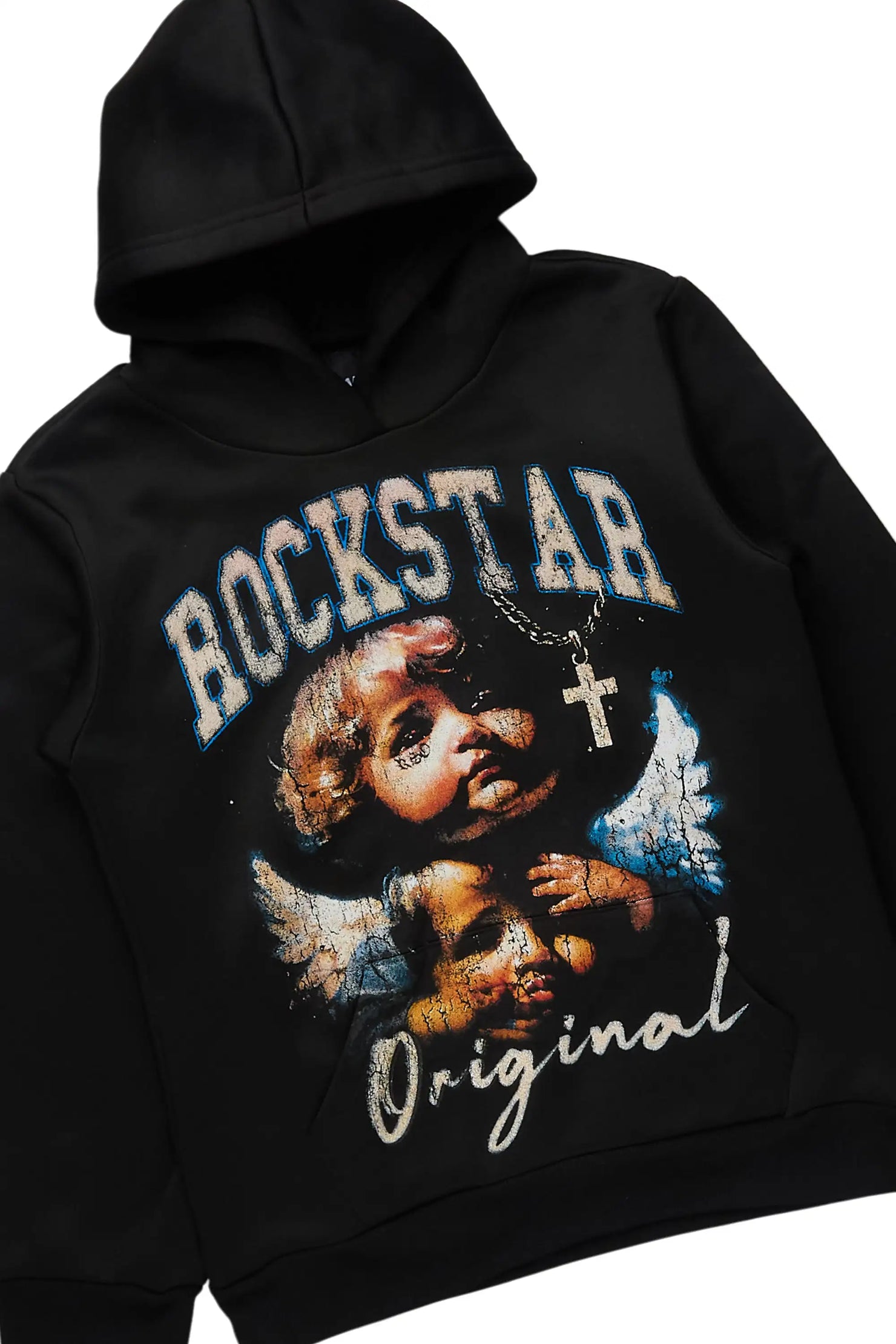 Boys Deiter Black Hoodie/Stacked Flare Track Set