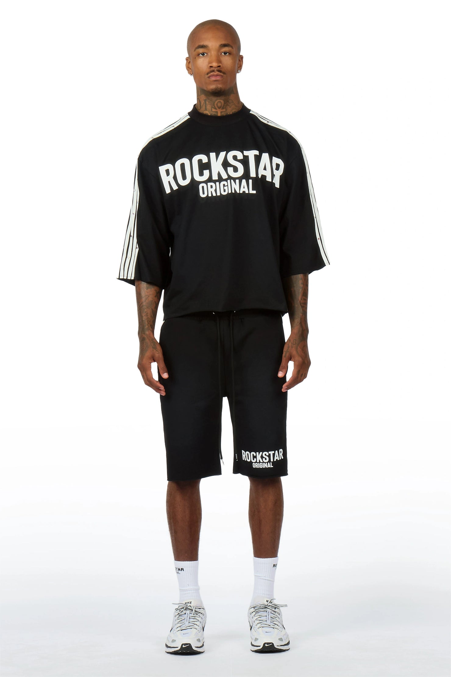 Gulis Black Rhinestone T-Shirt Short Set
