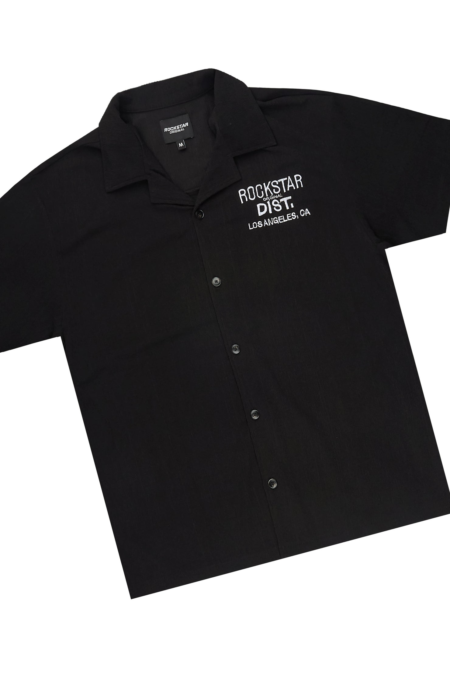 Kason Black Button Down Shirt/Short Set