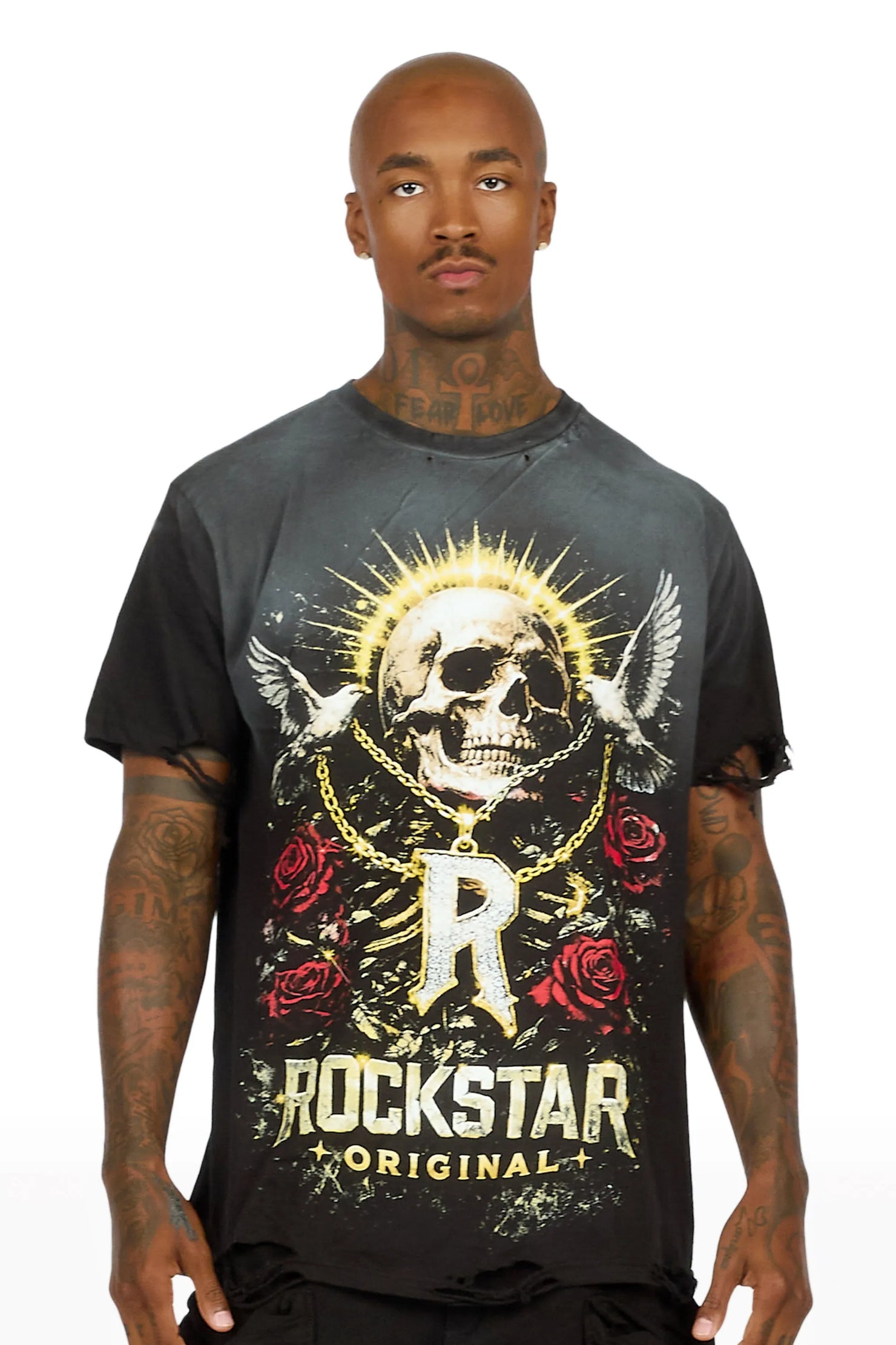 Caprie Black Oversized Graphic T-Shirt